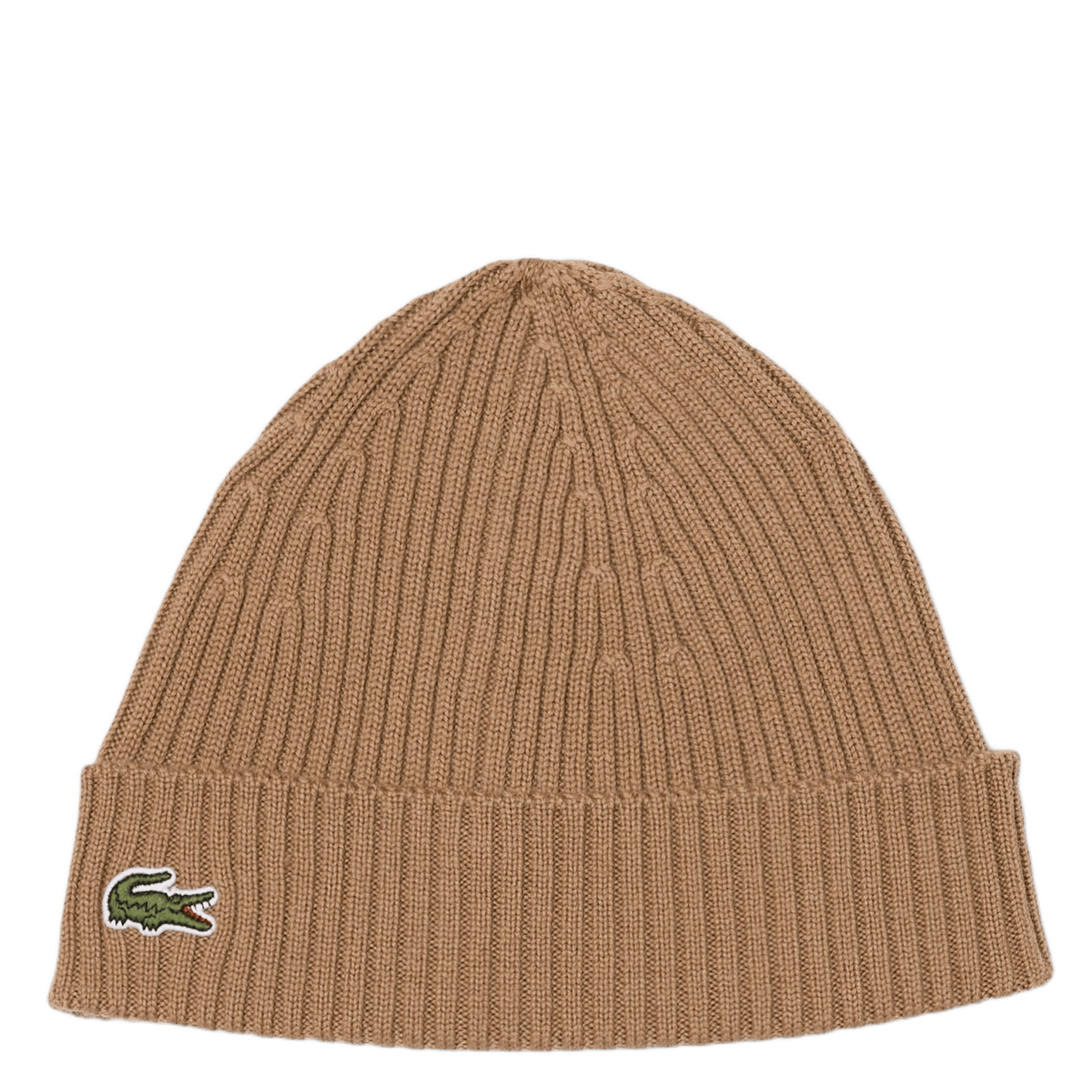 Ribbed wool beanie LACOSTE Brown