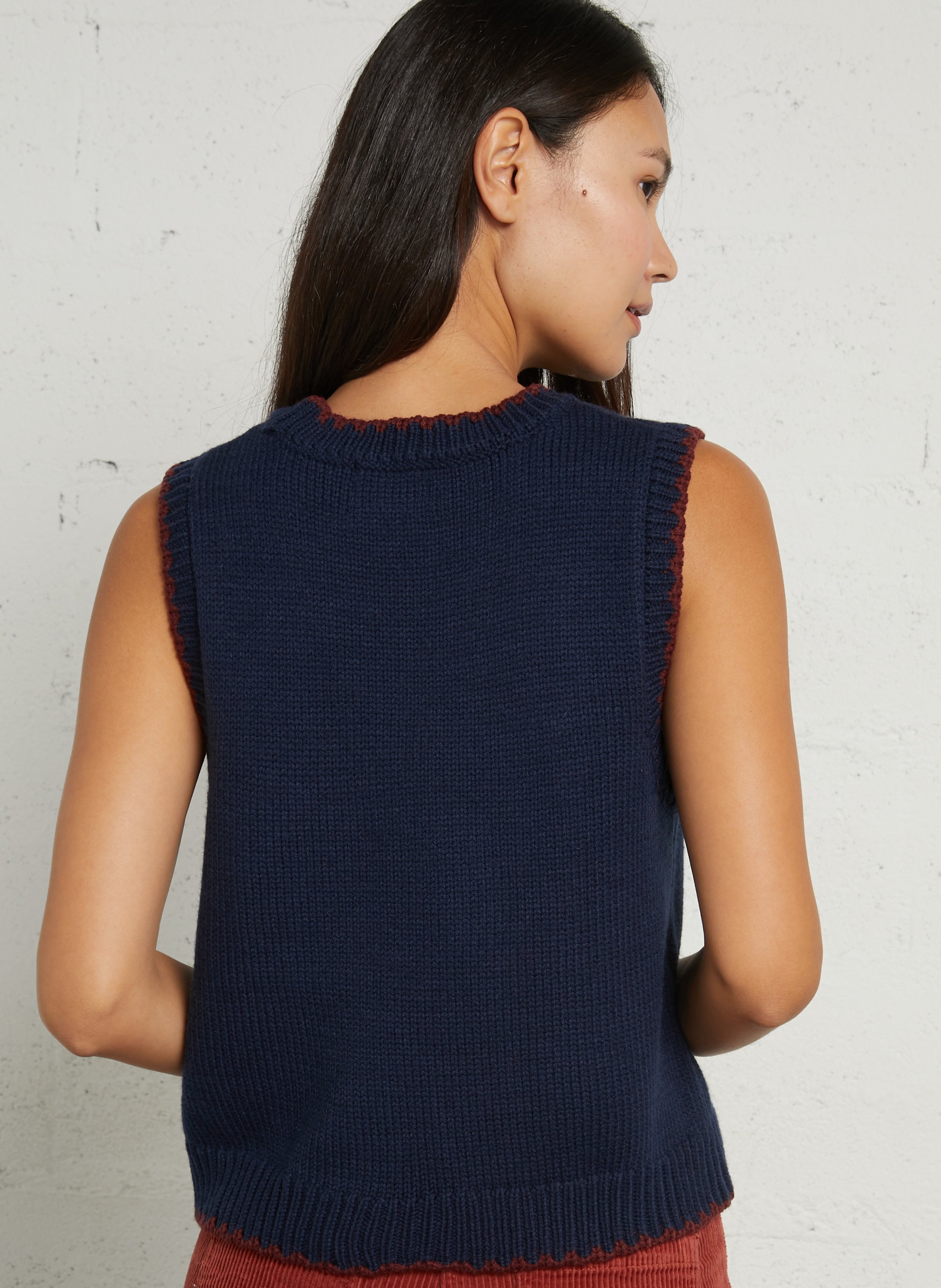 Sleeveless straight wool blend sweater MAISON 123 Blue