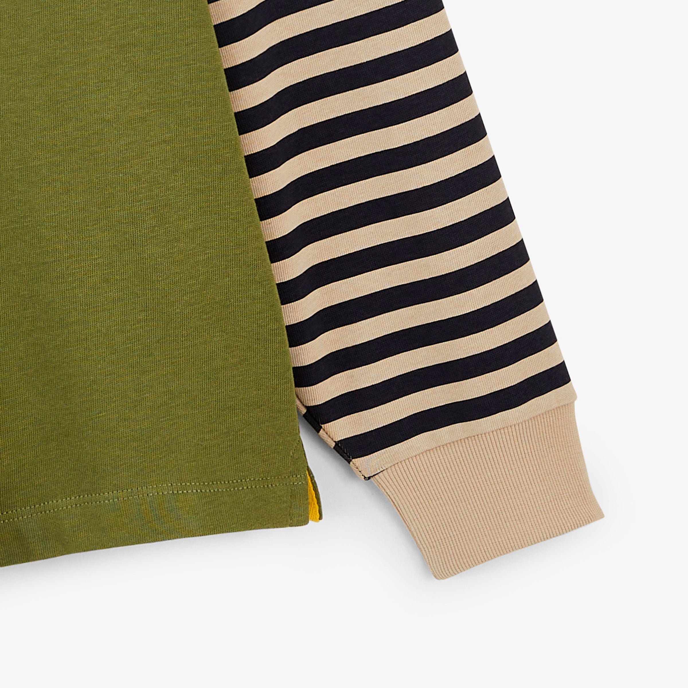 Unisex long-sleeved rugby polo shirt in thyme green stripes SERGE BLANCO Green