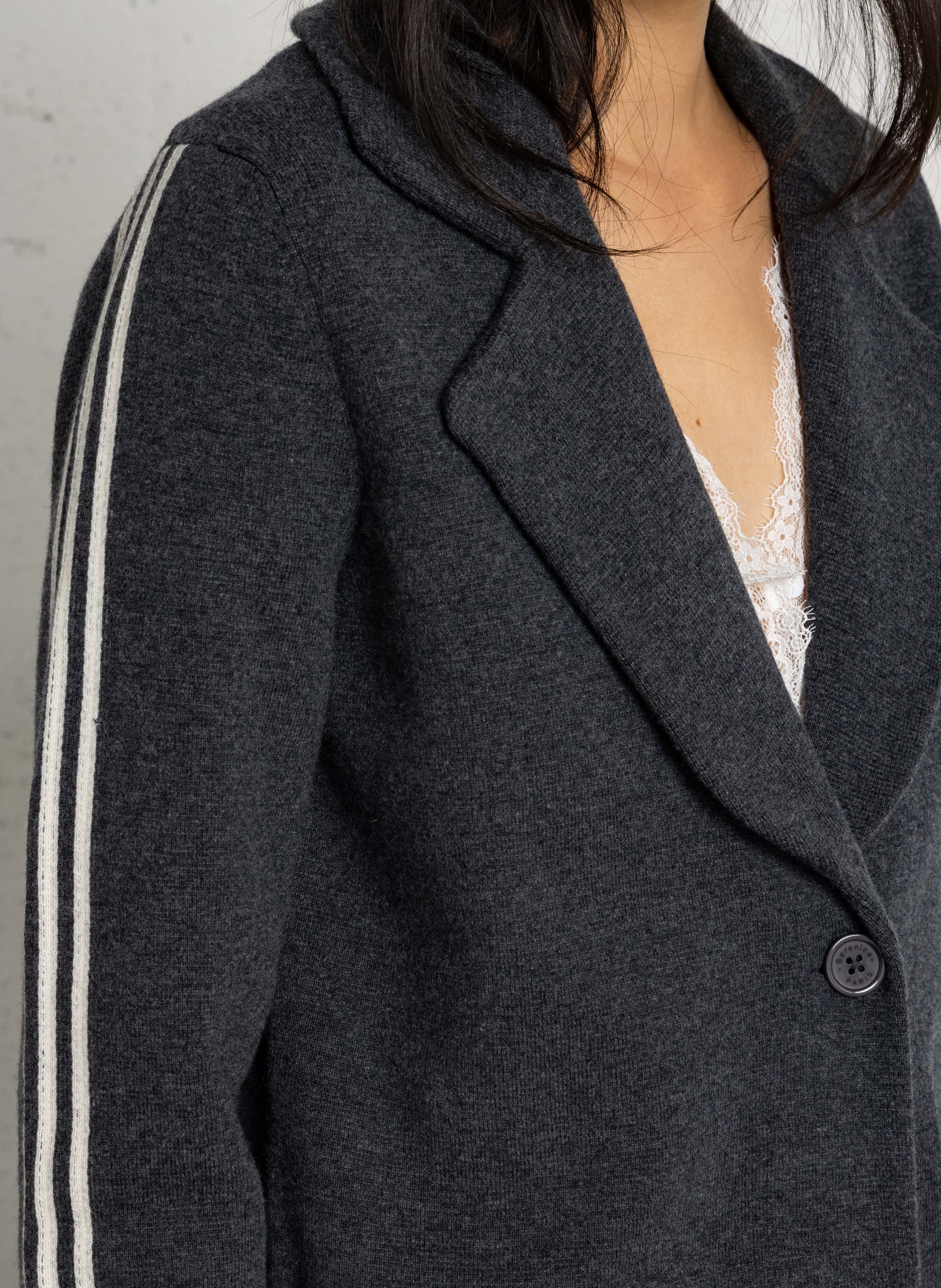 Blazer droit en laine BERENICE Gris