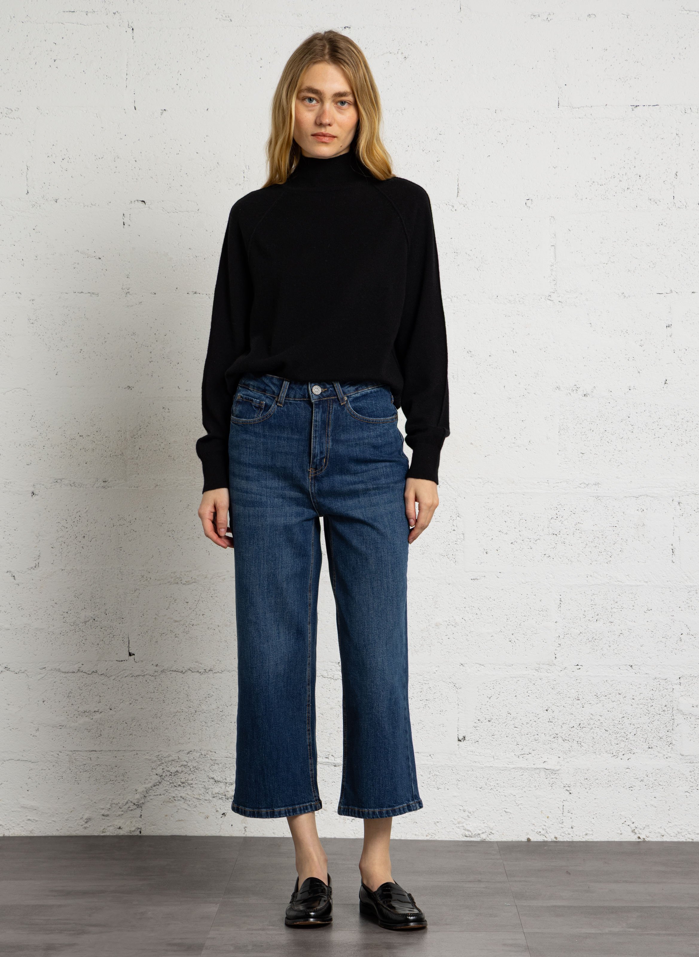Cropped cotton jeans SUD EXPRESS Black