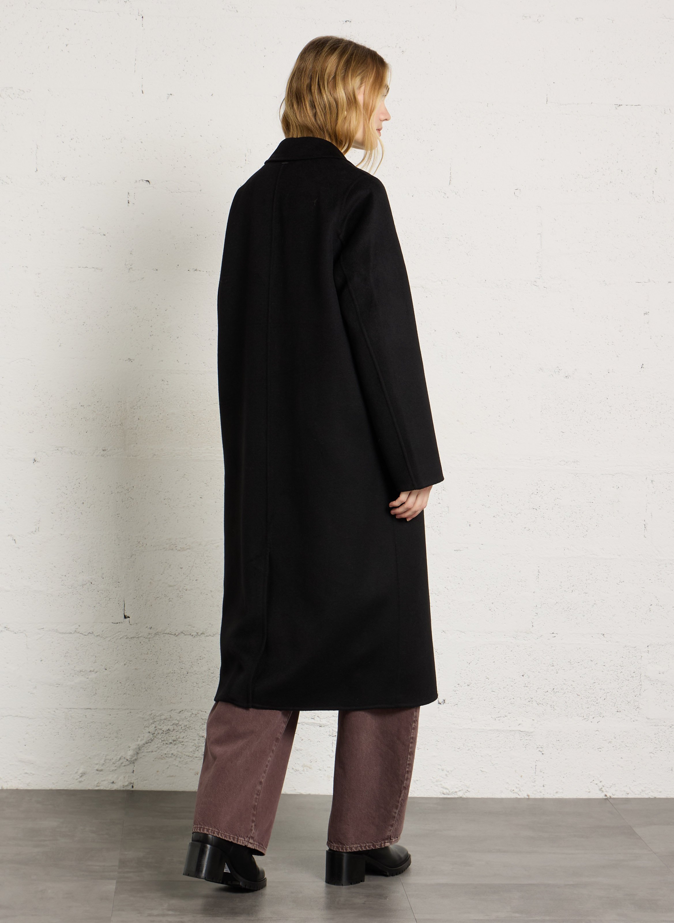 Gerader langer Mantel aus Wollmix IKKS Schwarz