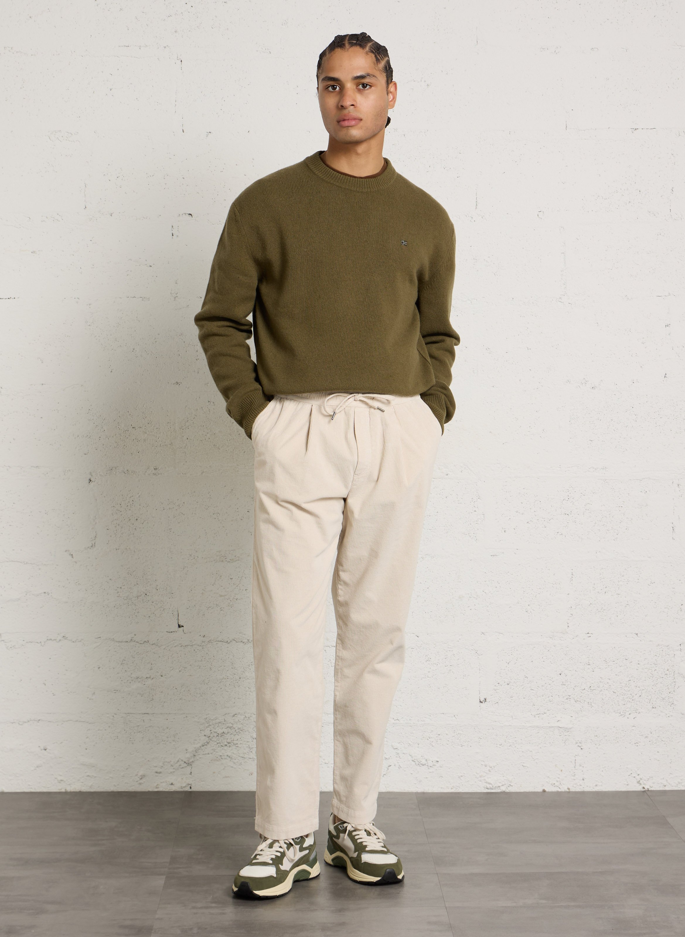 Pull droit en laine mélangée NAPAPIJRI Vert