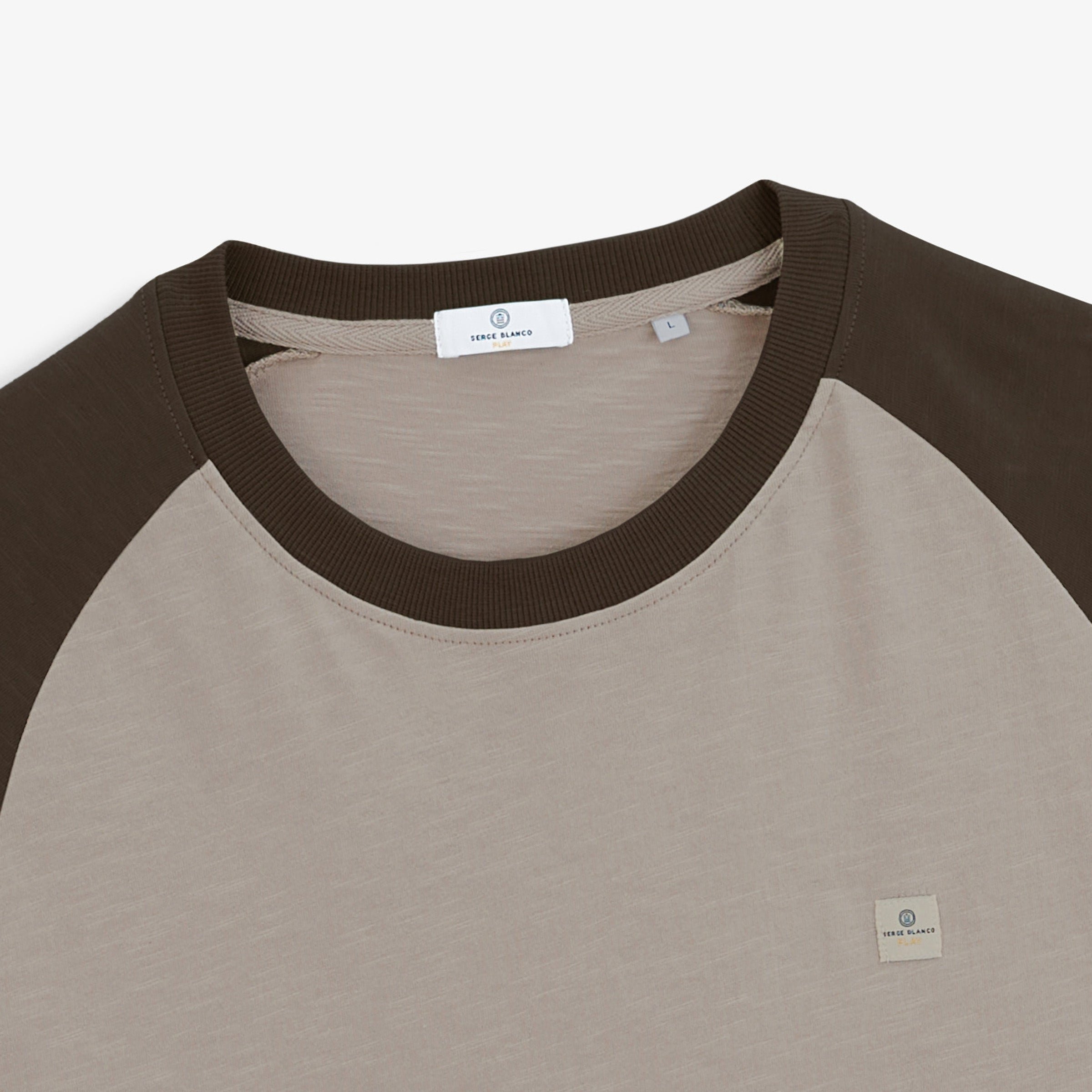 Raglan-sleeve cotton long-sleeved T-shirt SERGE BLANCO Brown