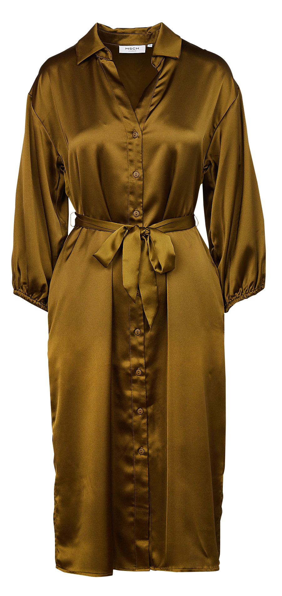 Robe chemise midi satinée MOSS COPENHAGEN Vert