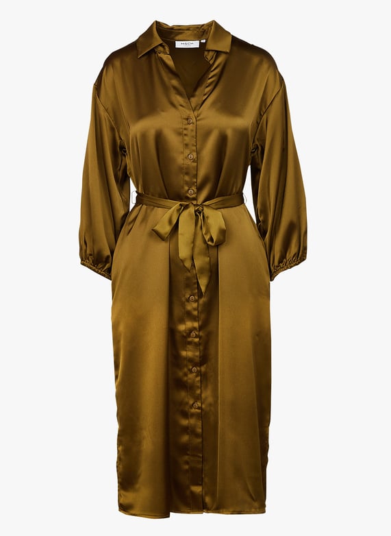 Satin midi shirt dress Green Moss copenhagen Women Place des
