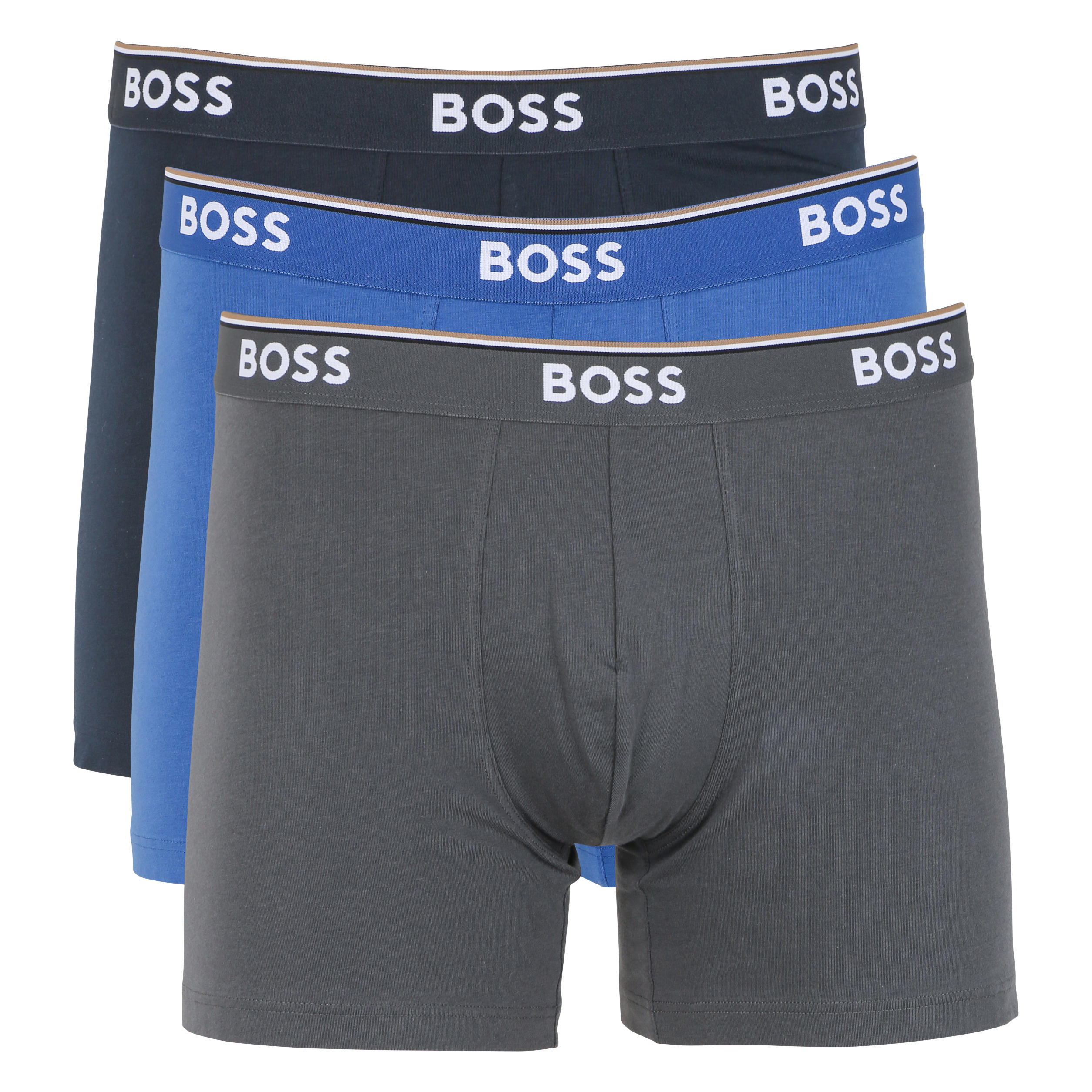 Pack of three pairs of stretch cotton boxers  Bleu vif