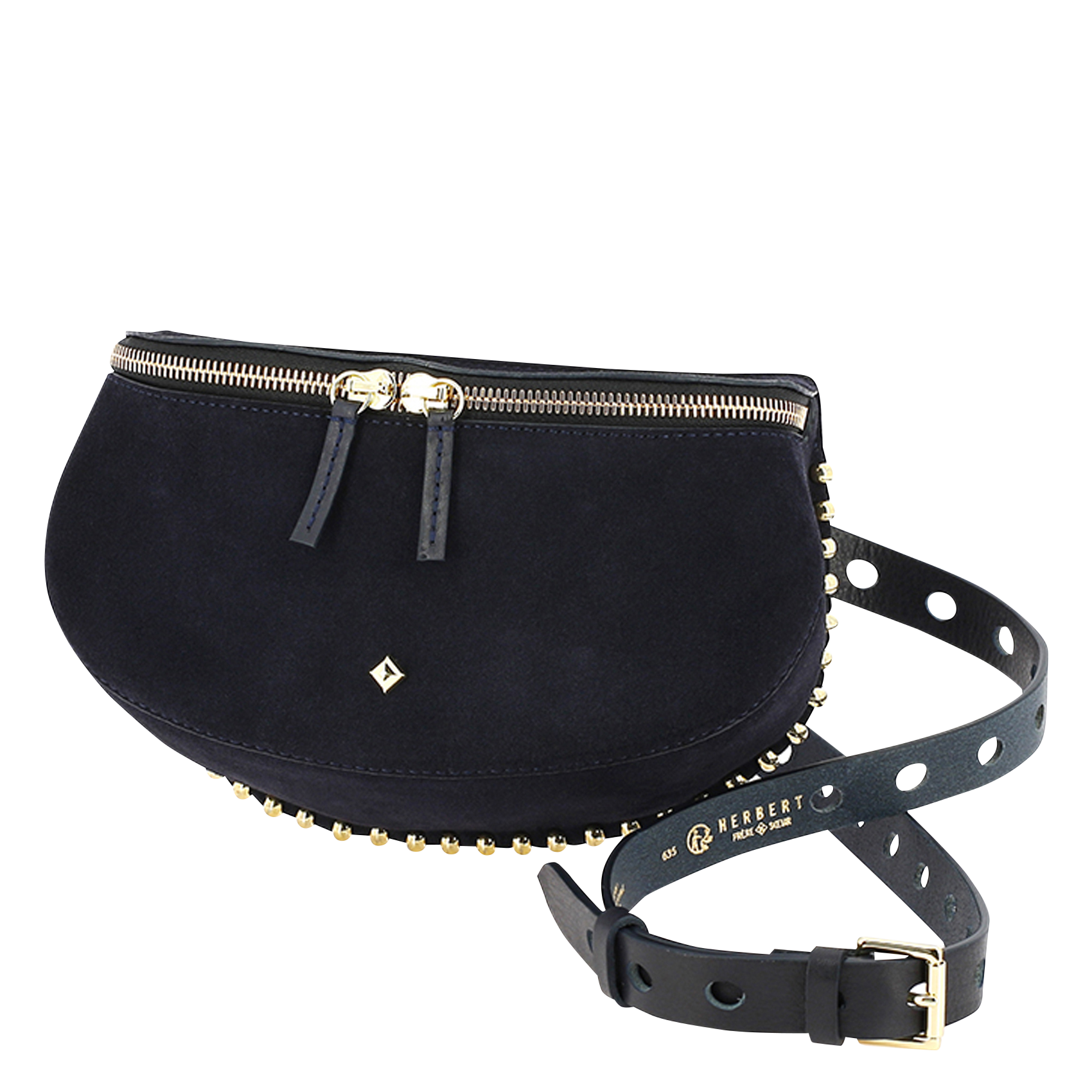 Umhängetasche aus Veloursleder HERBERT FRERE SOEUR Blau