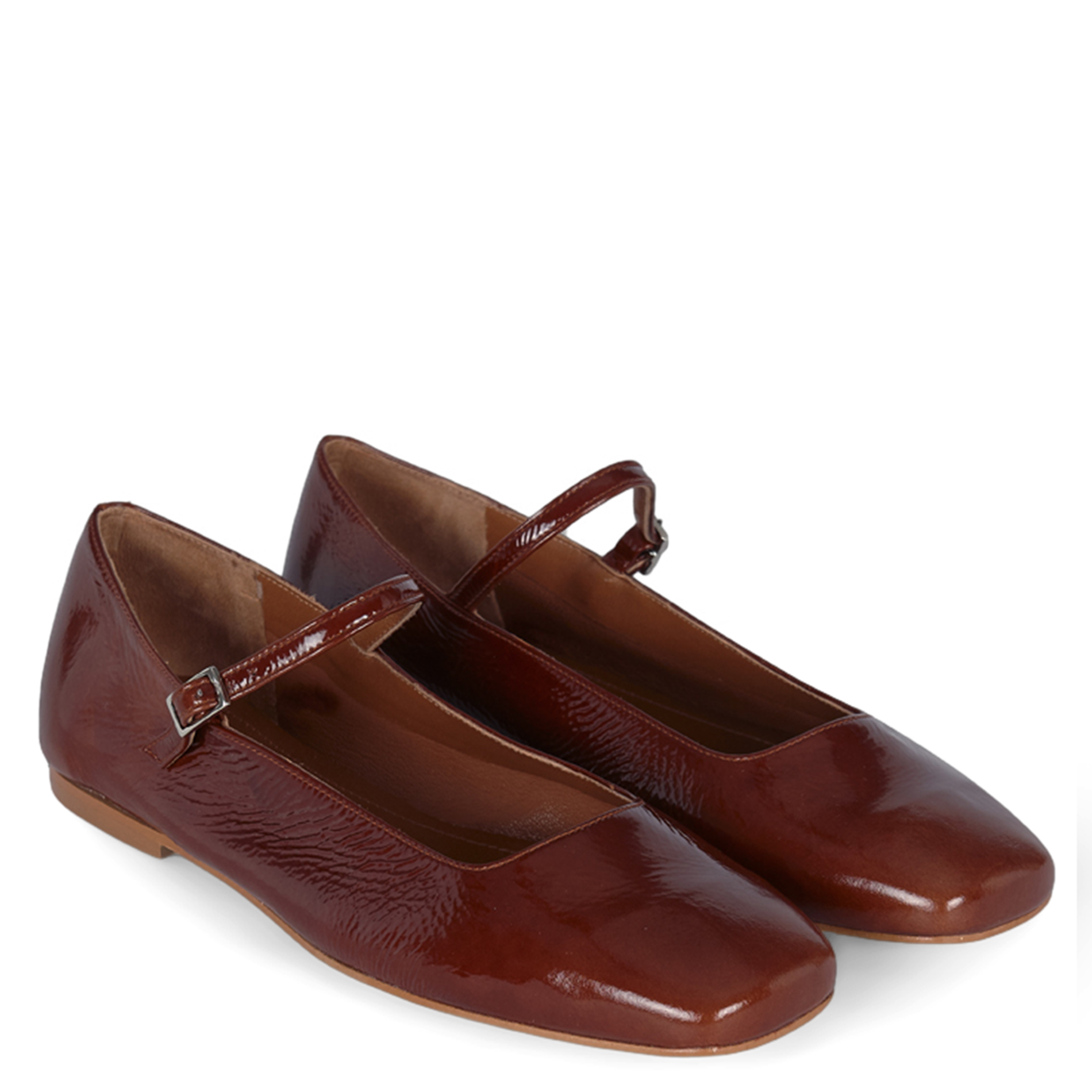 Jane patent leather ballet pumps AUGUSTA Brown