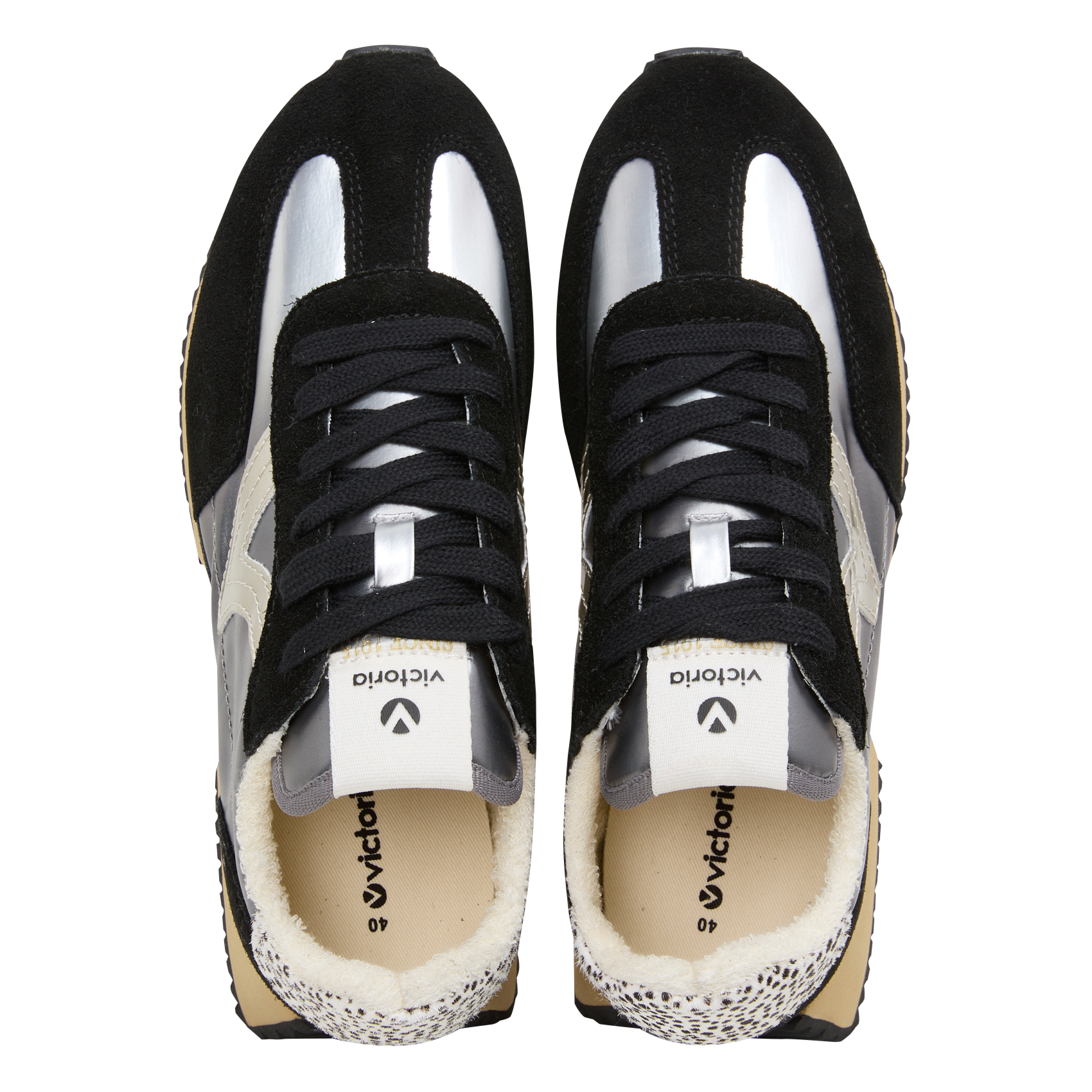 Metallic low trainers VICTORIA Black