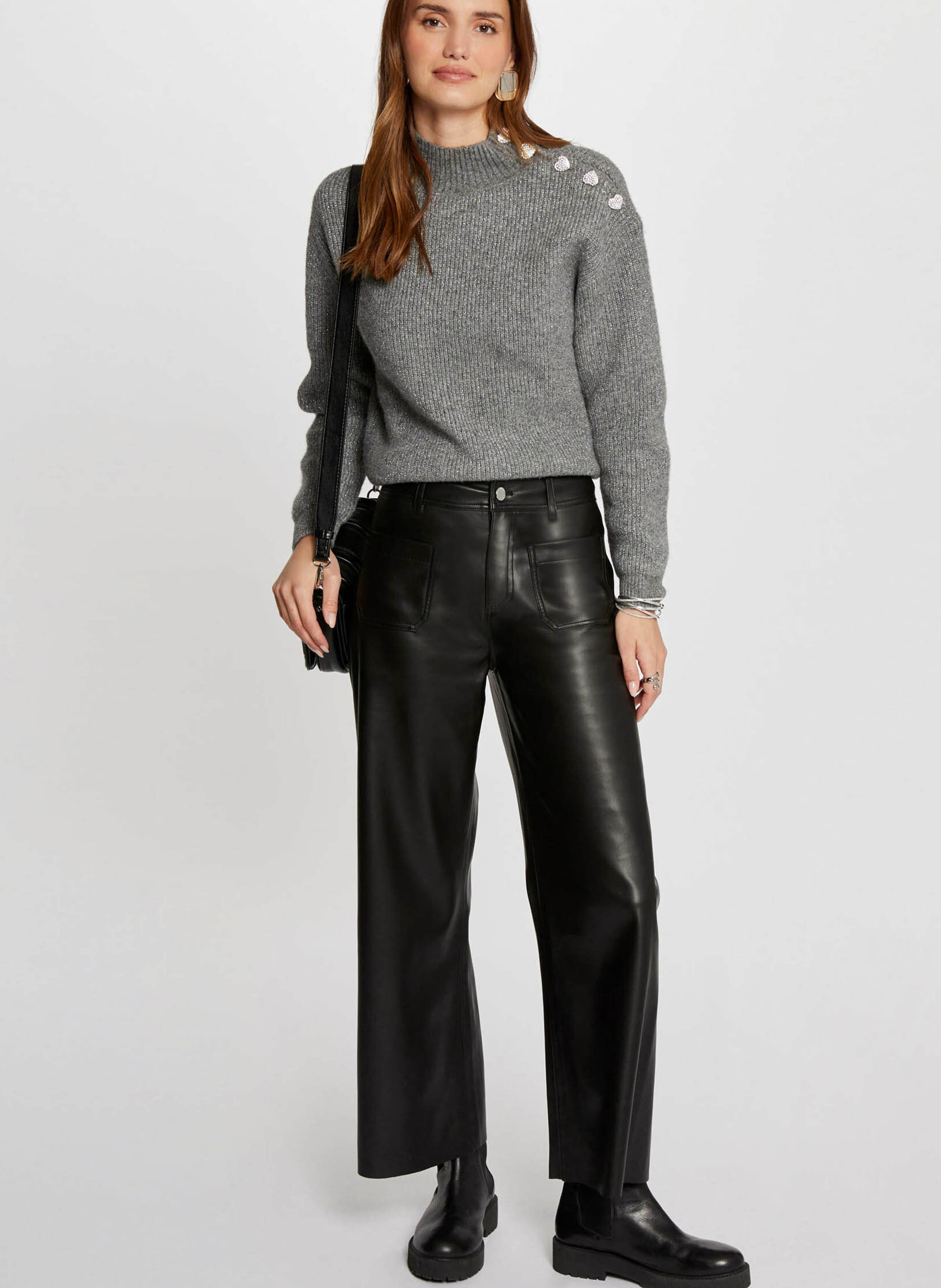 Rechte trui met hoge kraag MORGAN Grijs