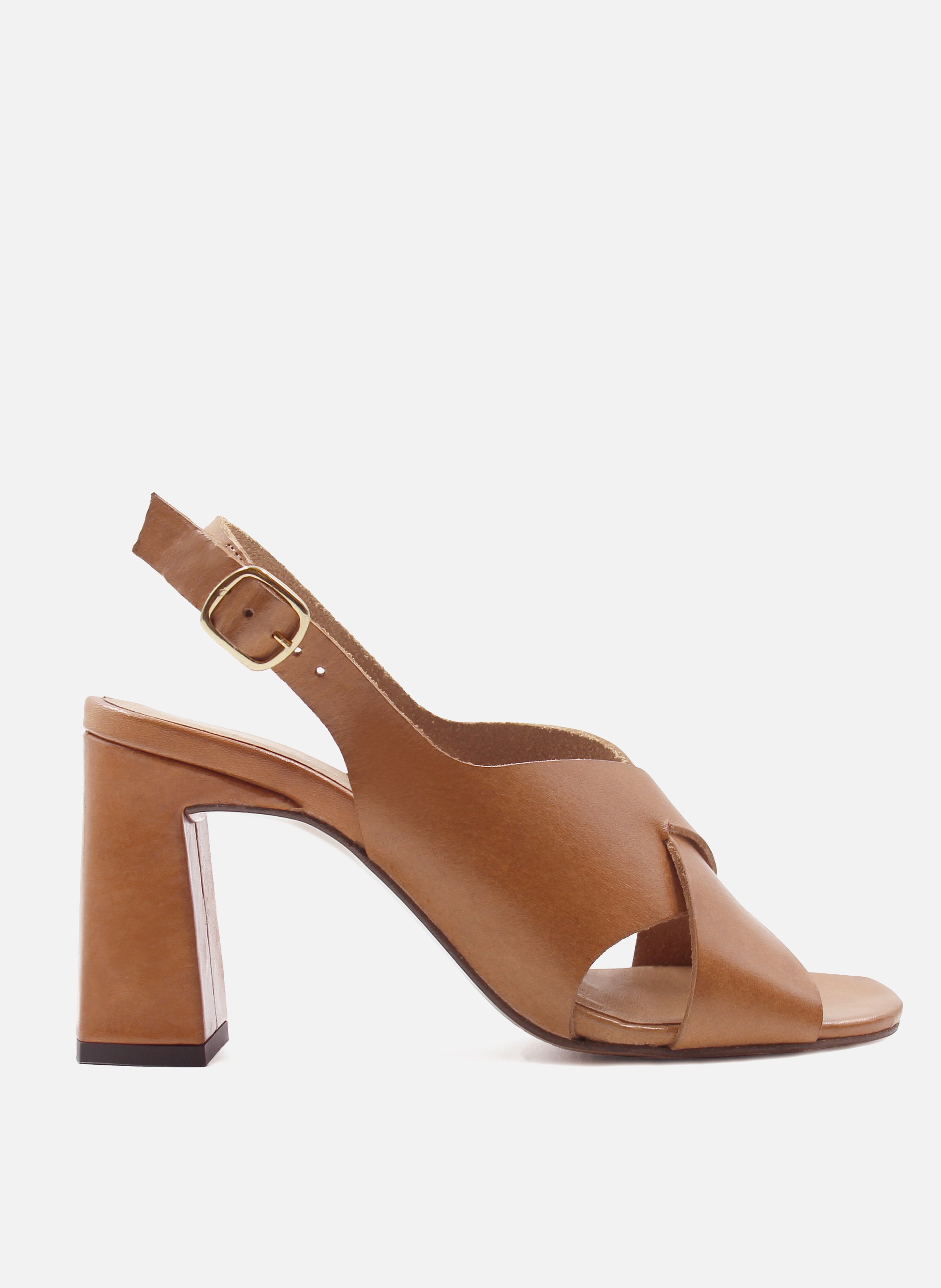 Vegetable-tanned leather graphic sandals JULES & JENN Brown