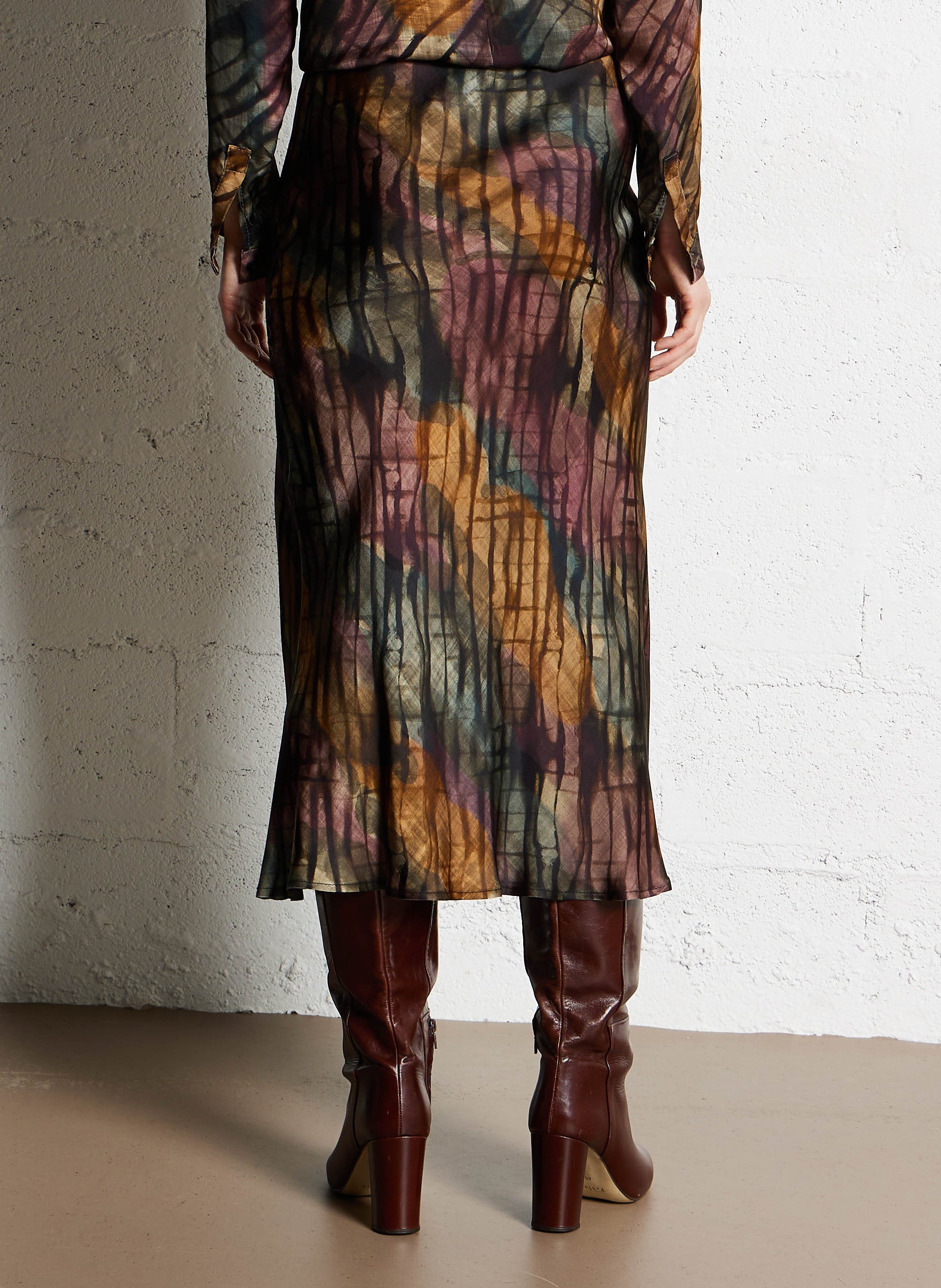 Long satin-effect skirt IMPERIAL Multicolored