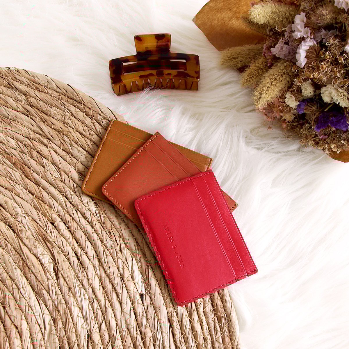 Leather card-holder JULES & JENN Orange