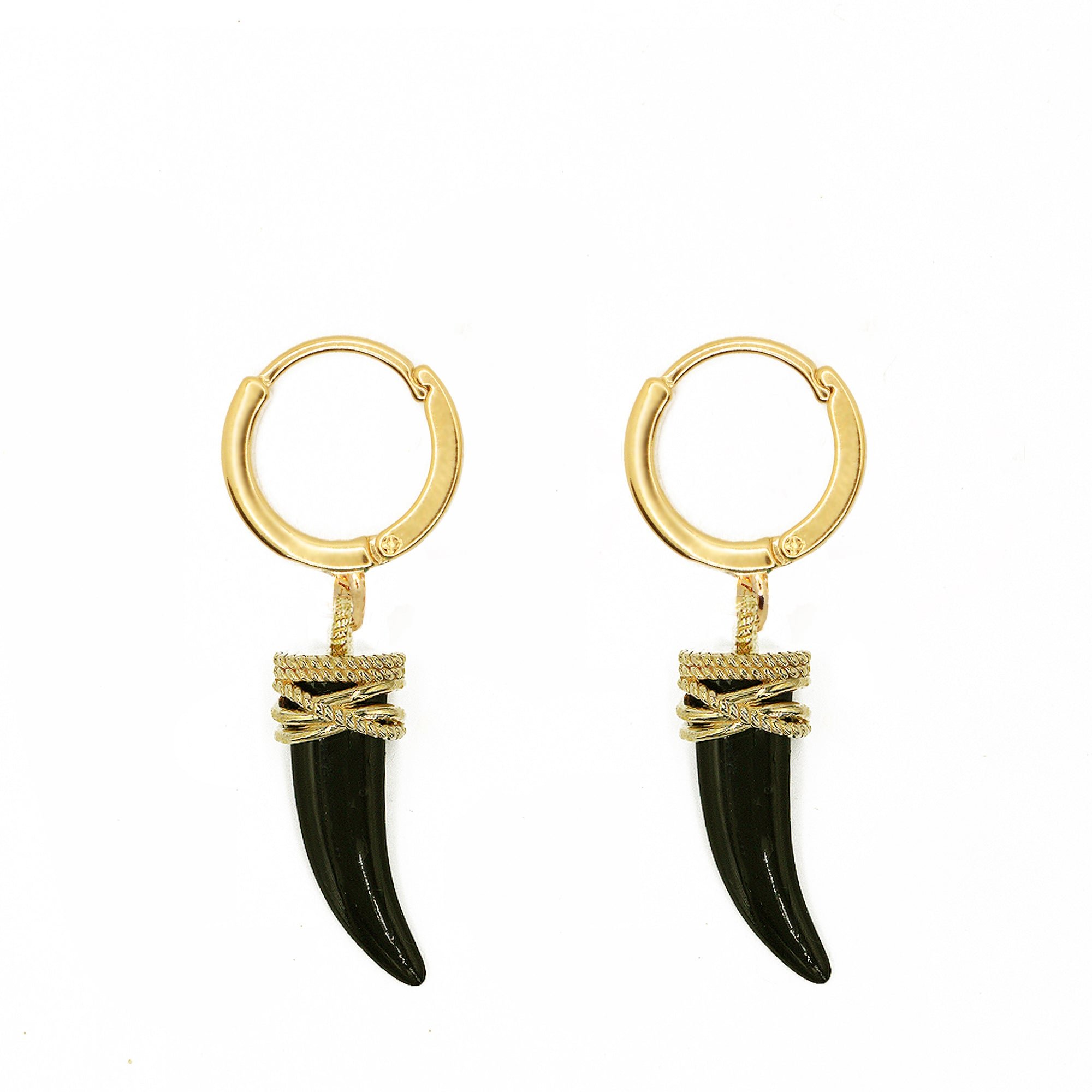 Tribal gold-plated earrings NILAI Black