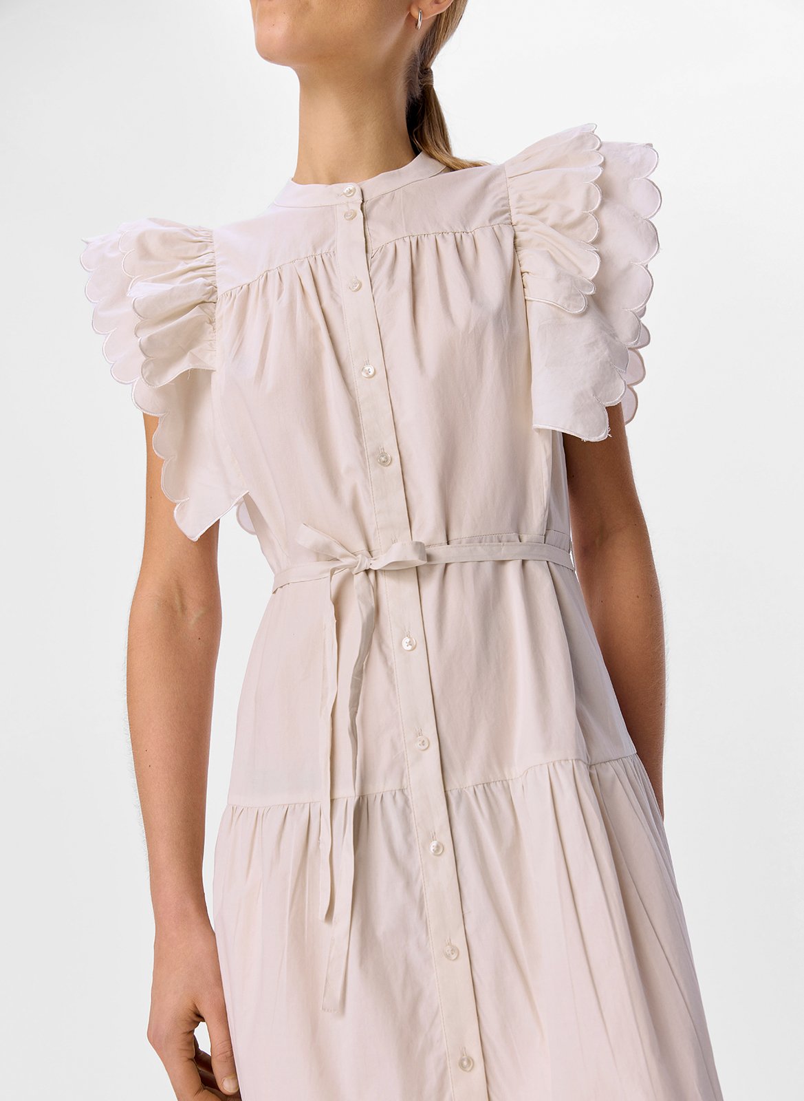 Long cotton-blend dress OBJECT Beige