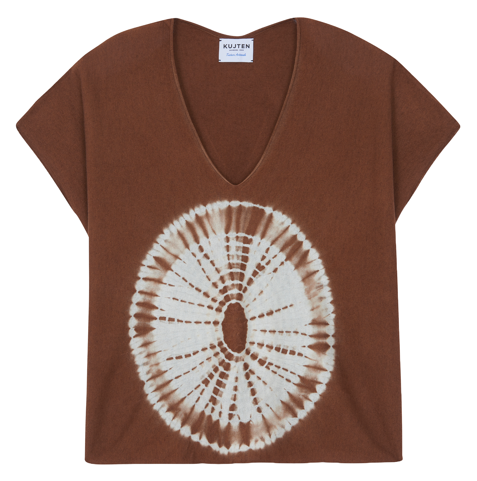 Cashmere and silk V-neck t-shirt KUJTEN Brown