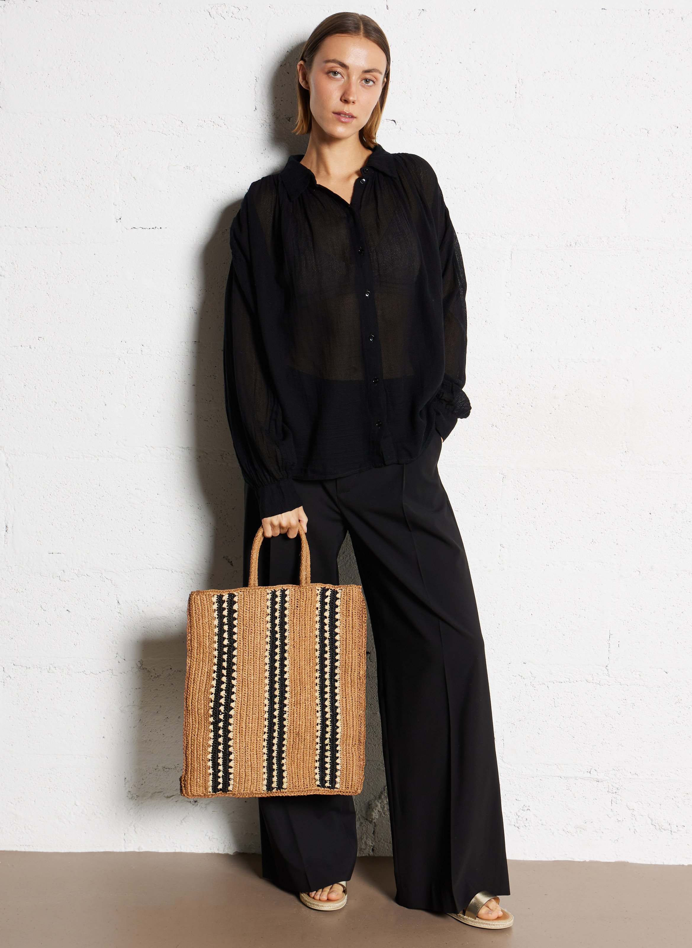 Raffia tote bag CAMALYA Beige