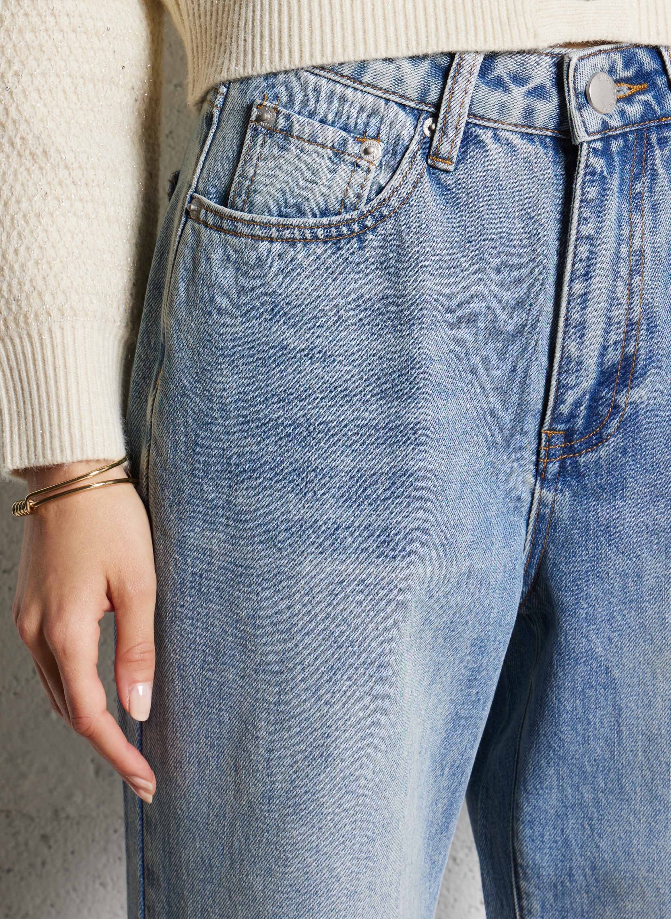 Jean droit en coton SUNCOO Bleu