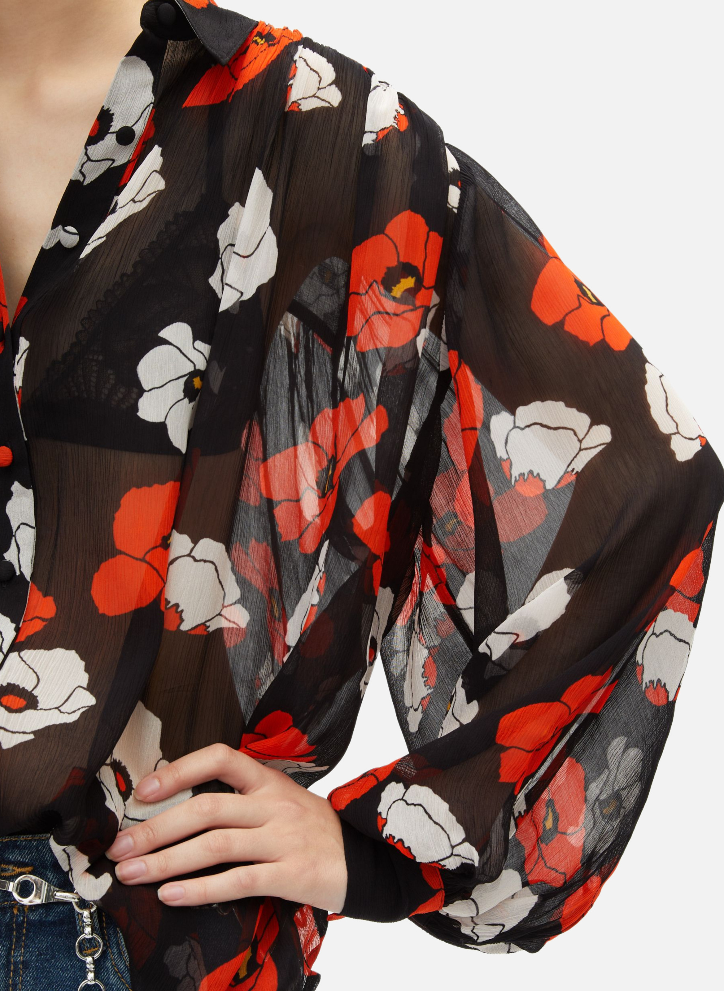 Flowy floral print shirt THE KOOPLES Black