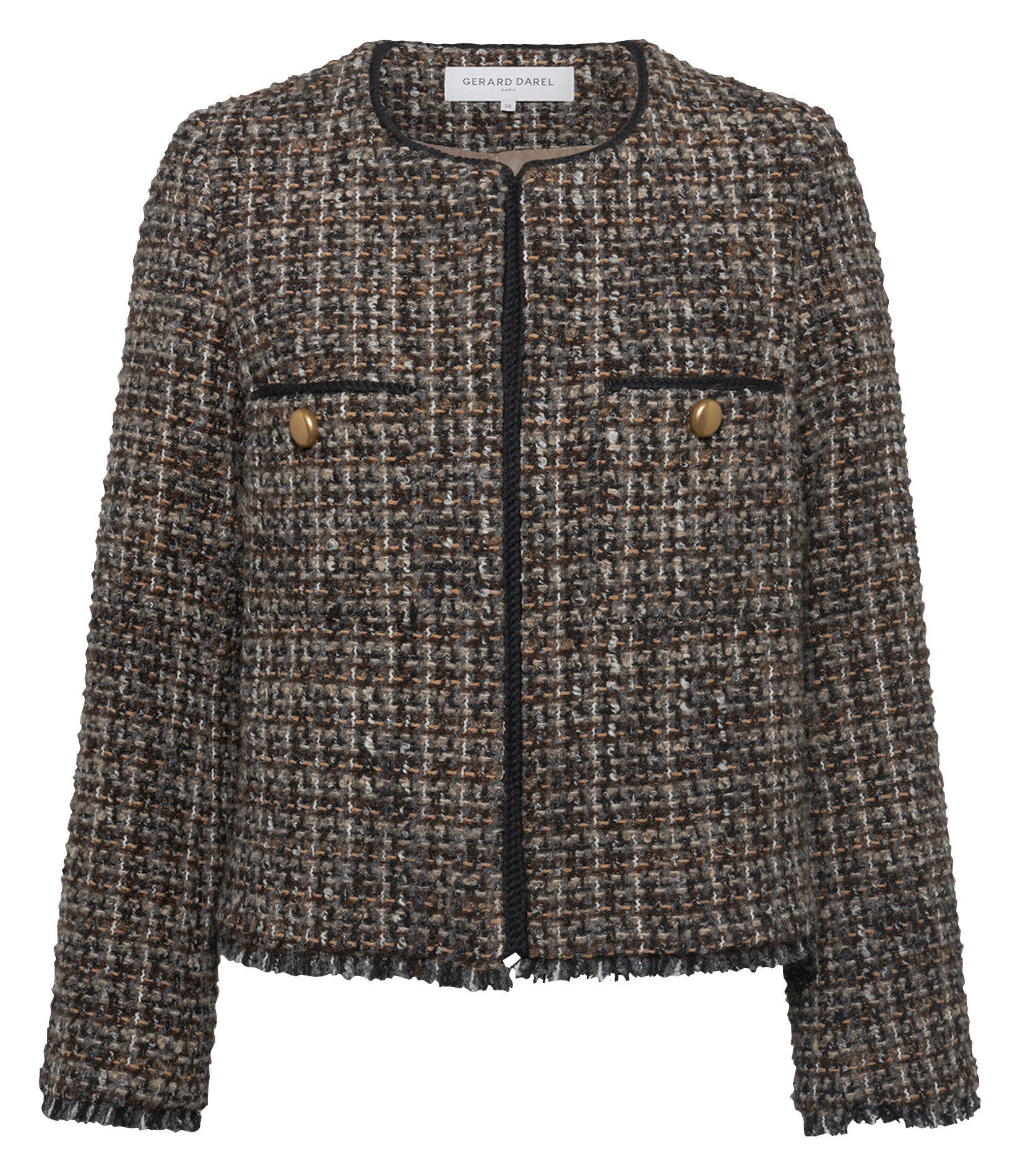 Veste col rond en tweed GERARD DAREL Marron