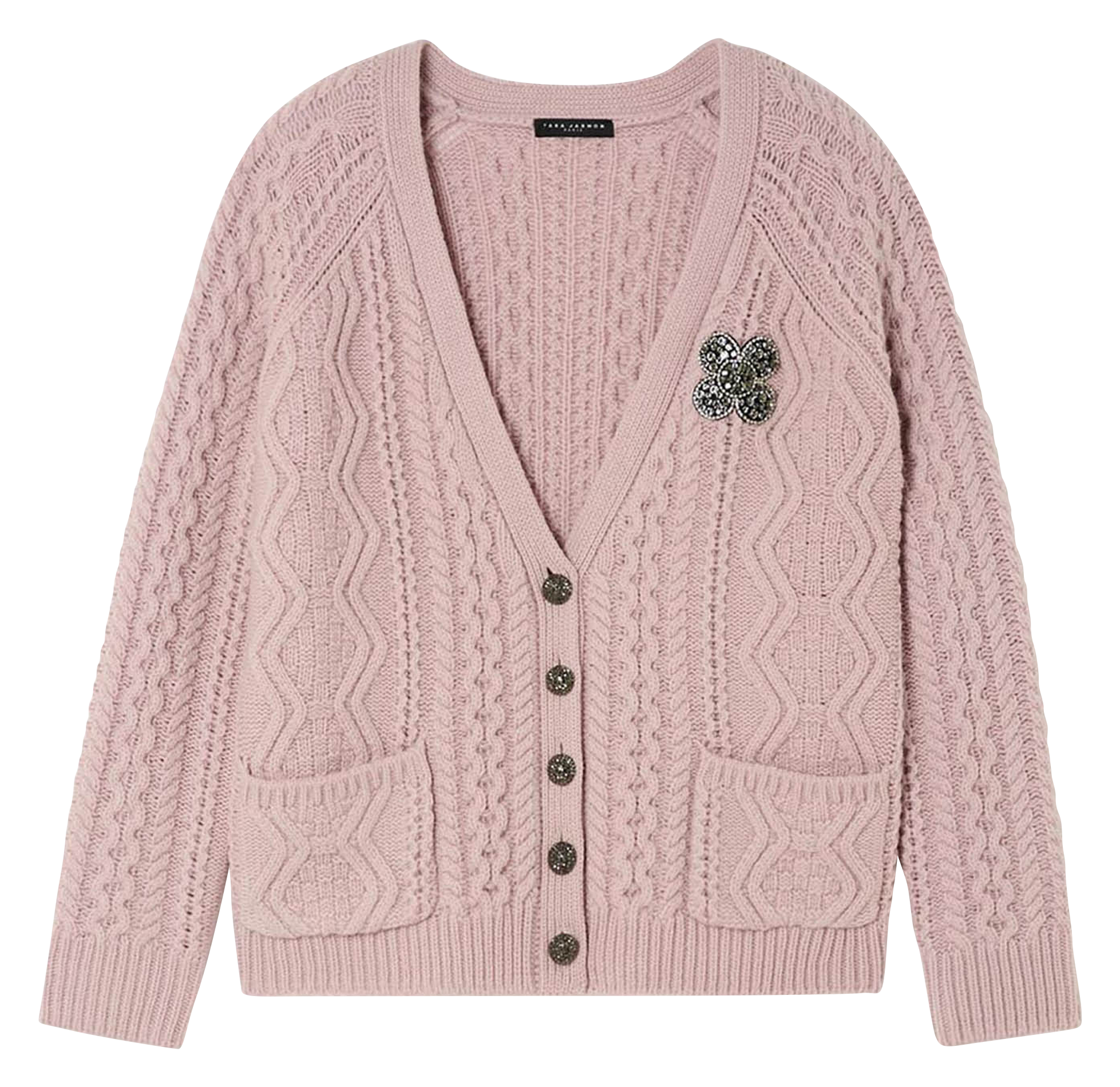 V-neck wool cardigan TARA JARMON Beige