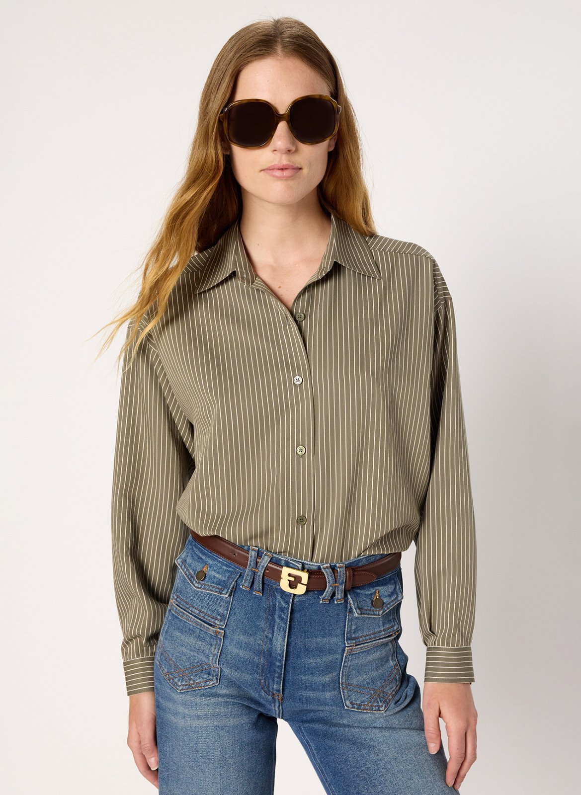 Chemise oversize rayée GERARD DAREL Kaki