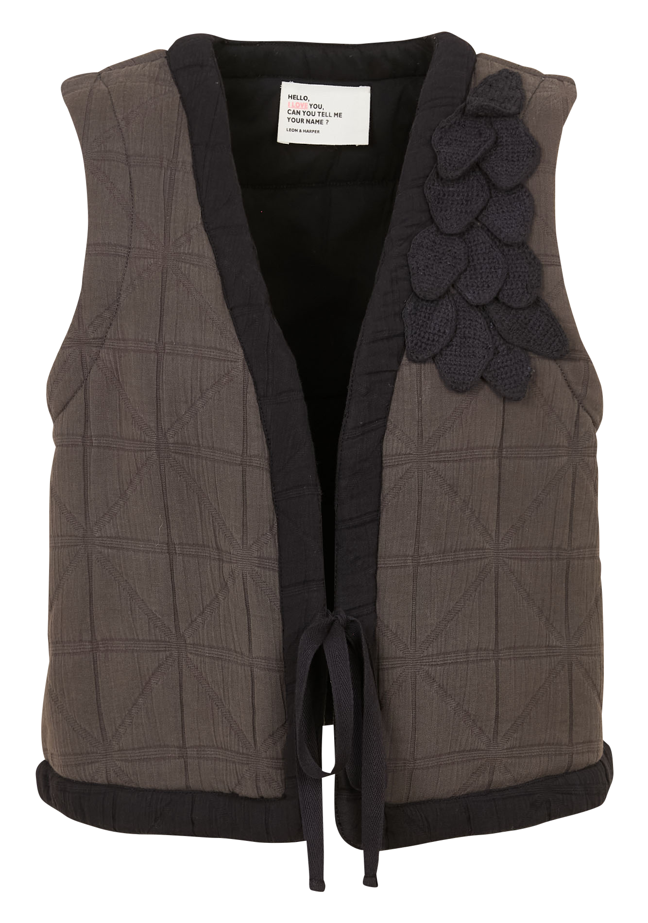 Veste droite matelassée en coton LEON & HARPER Gris