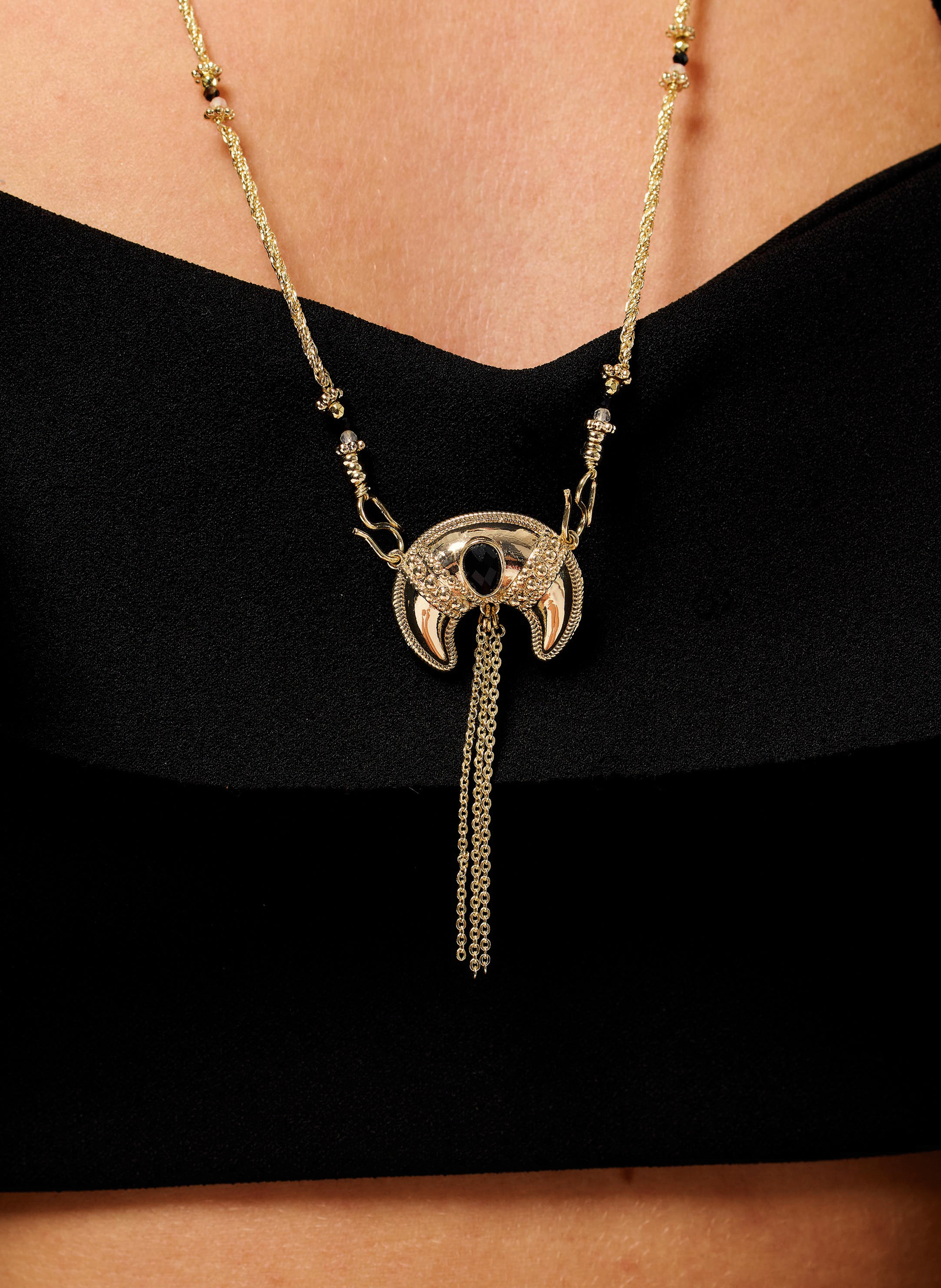 Long chain necklace with moon pendant HIPANEMA Black