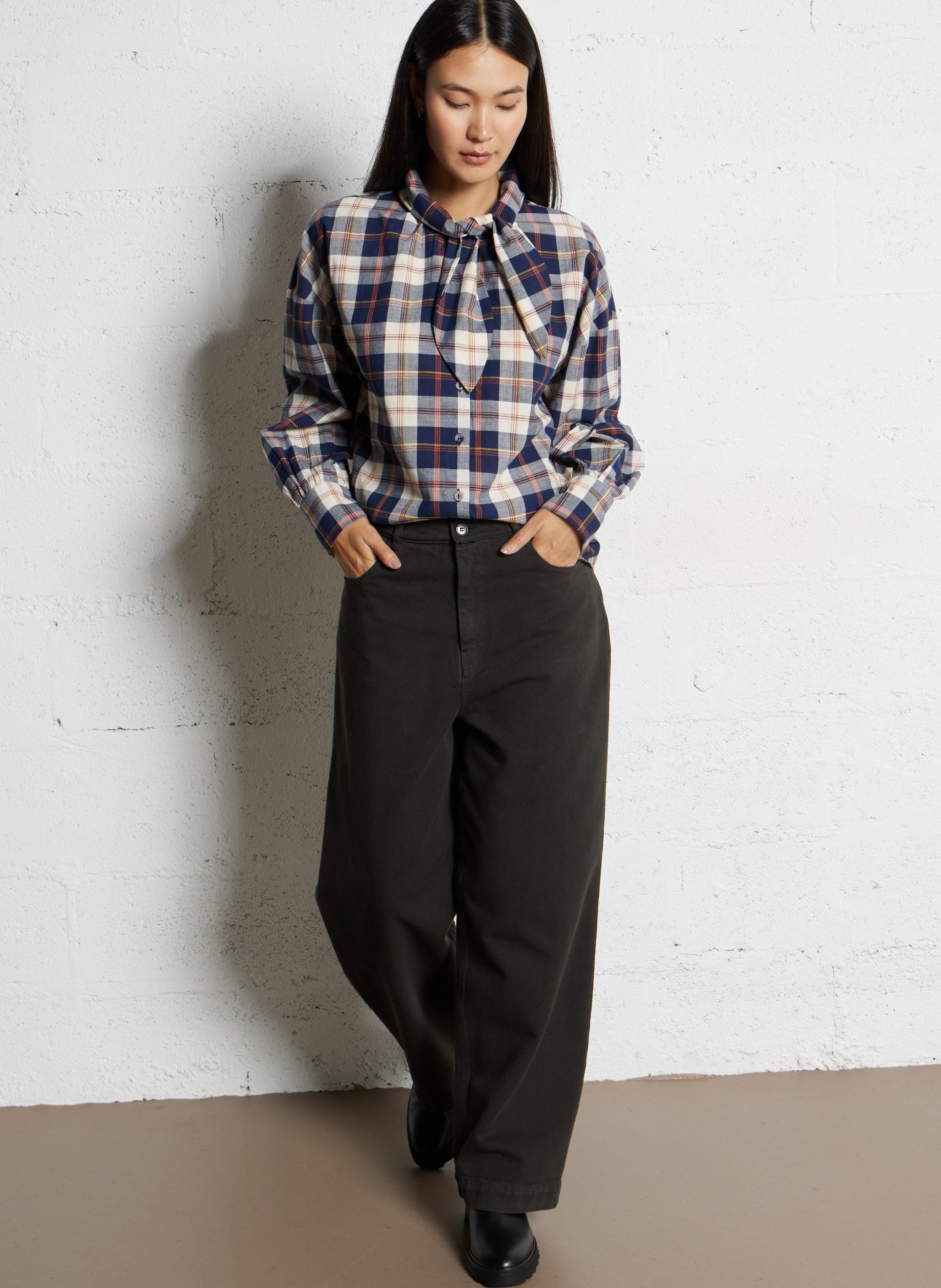 Cotton-blend wide-leg jeans BELLEPIECE Black