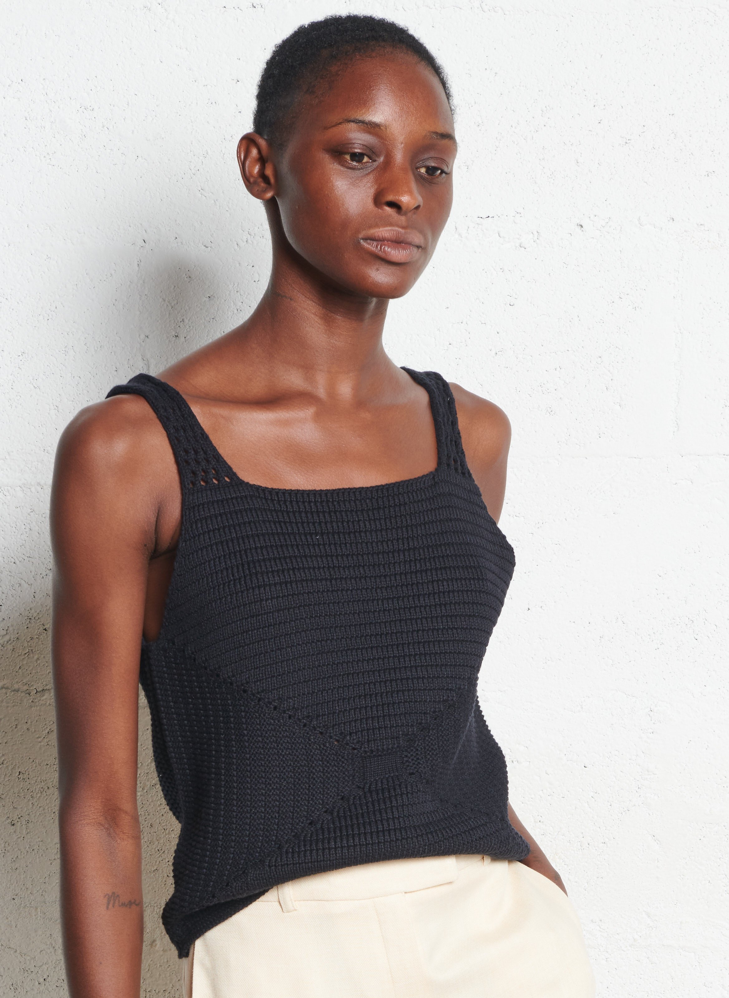 Débardeur droit en coton MAISON 123 Noir