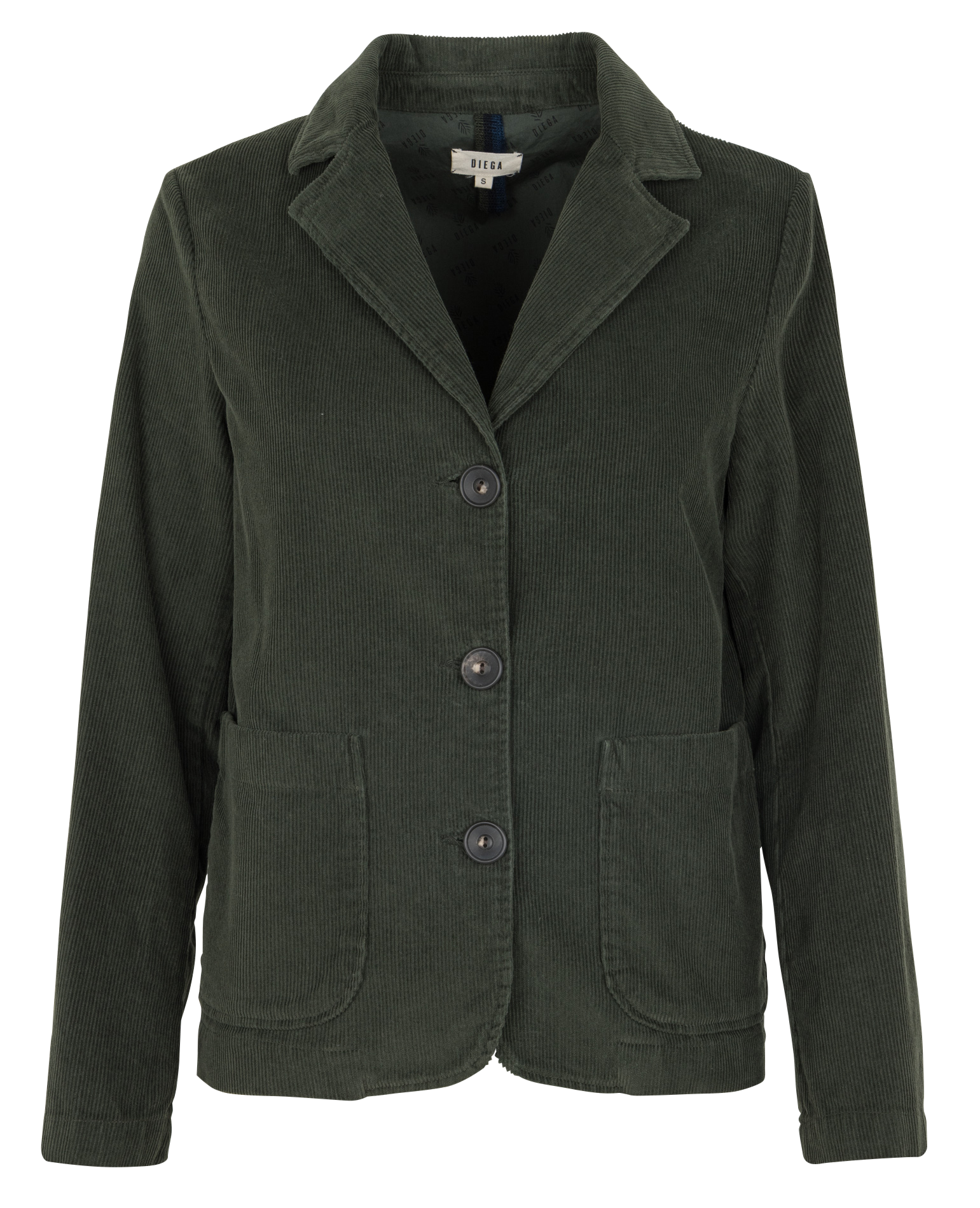 Veste droite col tailleur en velours côtelé DIEGA Vert