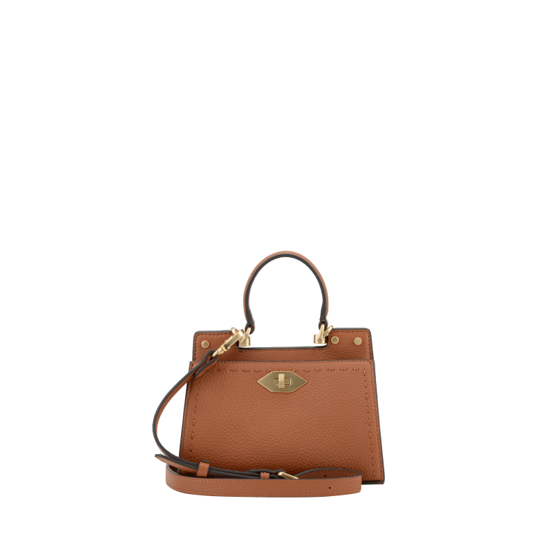Handbag - cowhide leather POURCHET Brown