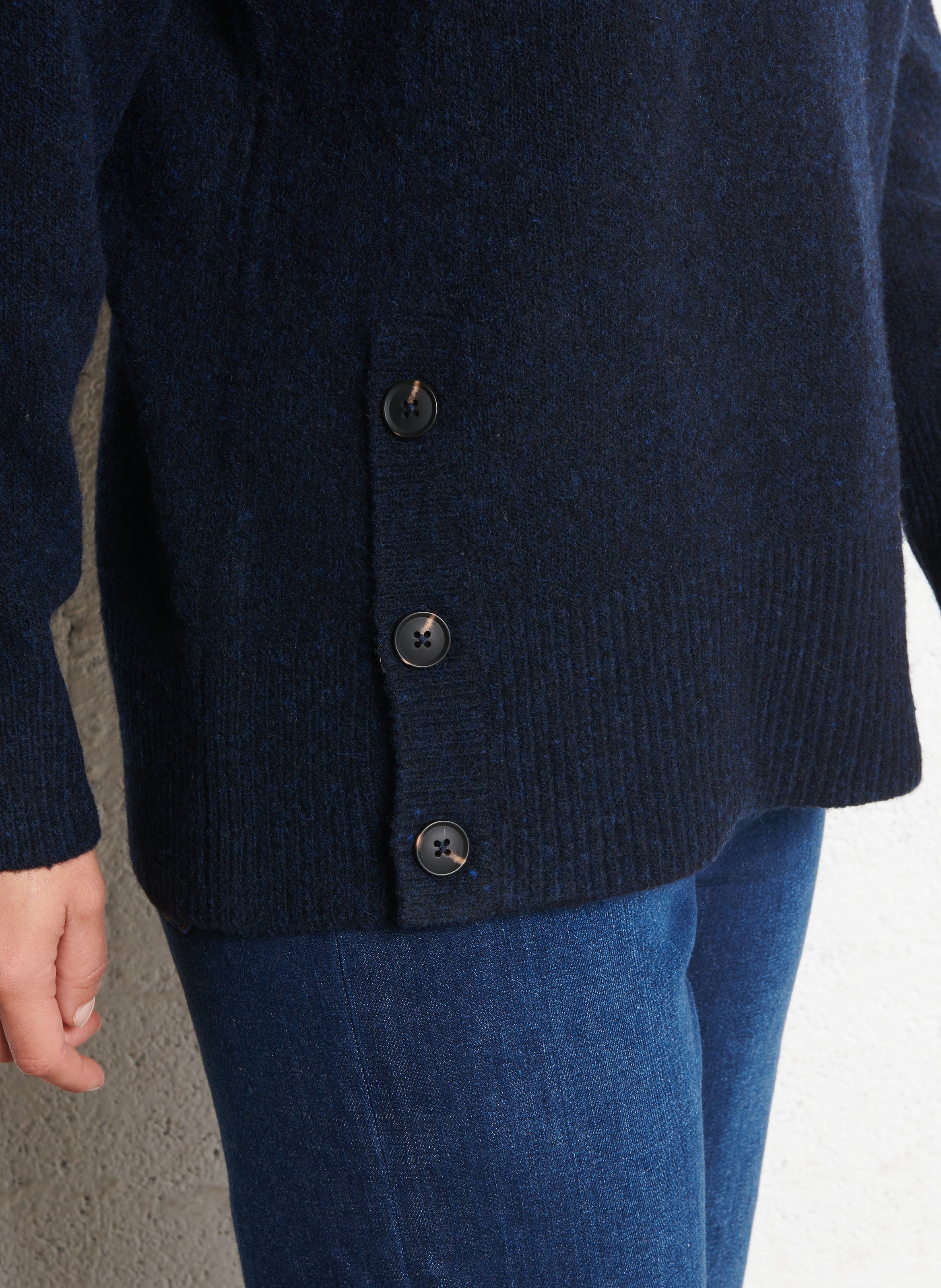 Pull ample boutonné en laine mélangée NICE THINGS Bleu