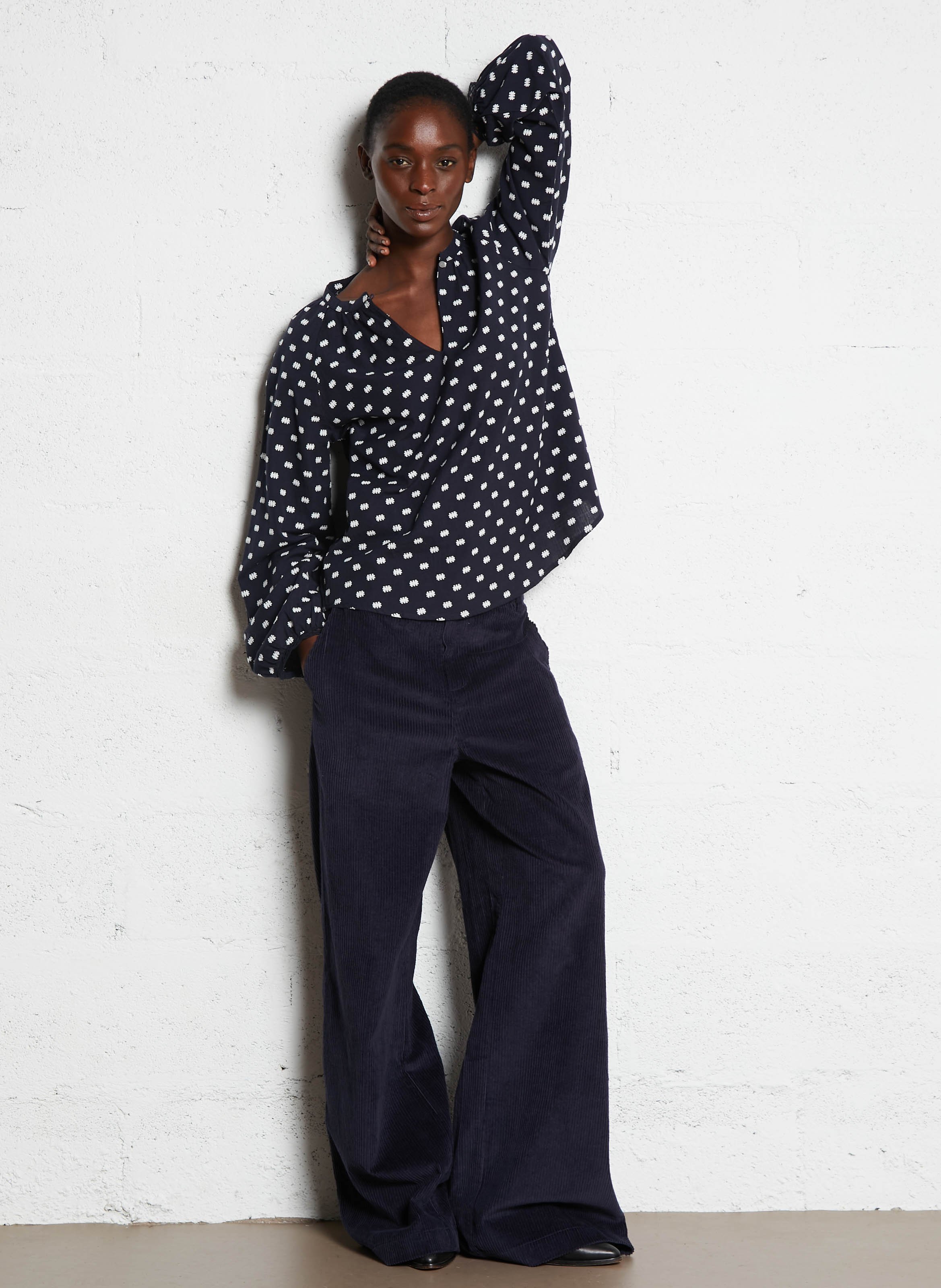 Blouse oversize en coton brodé ONE STEP Bleu