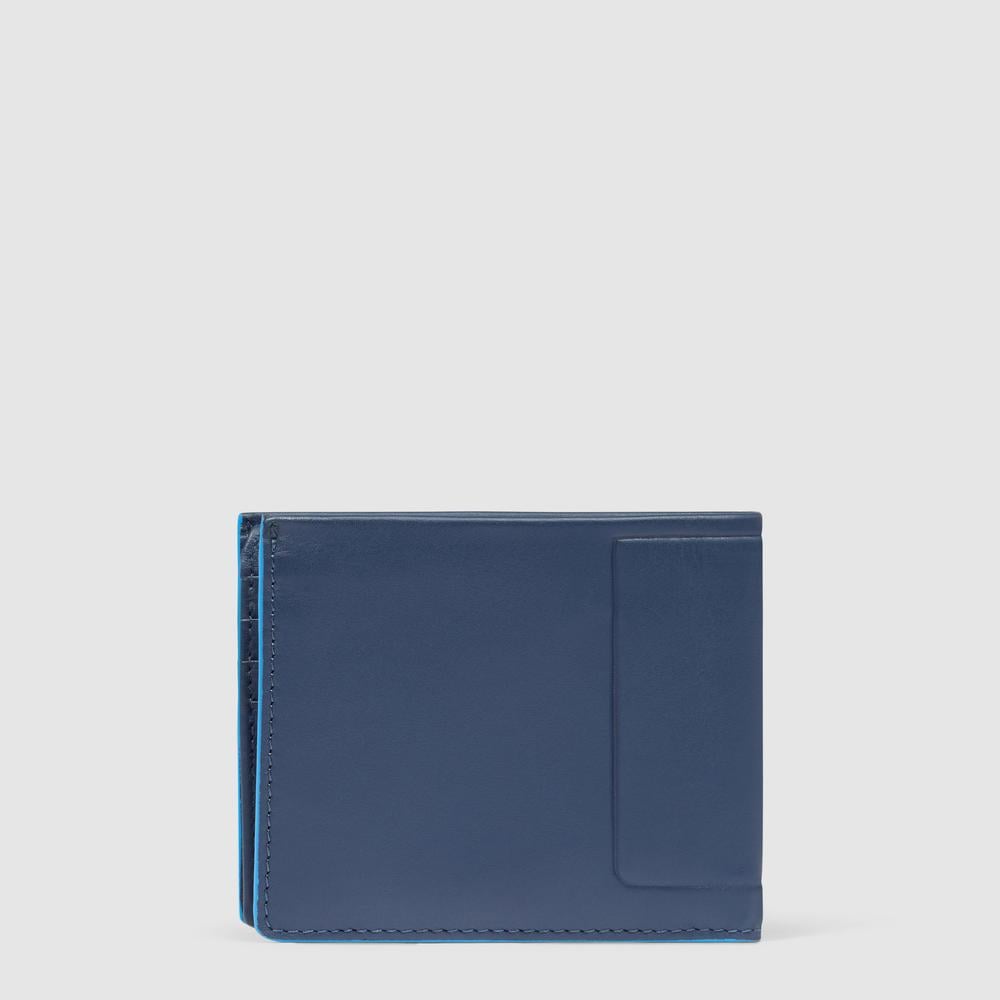 Men's leather wallet with ID card holder, coin pocket, credit card slots, and RFID protection PIQUADRO Blue