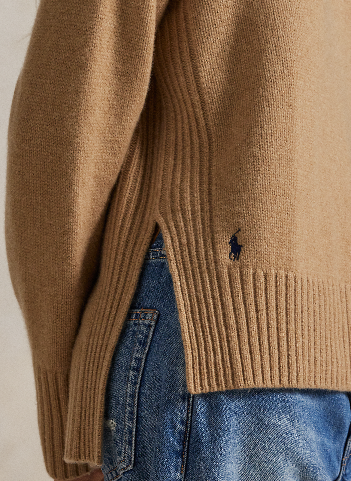 Pull oversize col roulé en laine et cachemire POLO RALPH LAUREN Beige