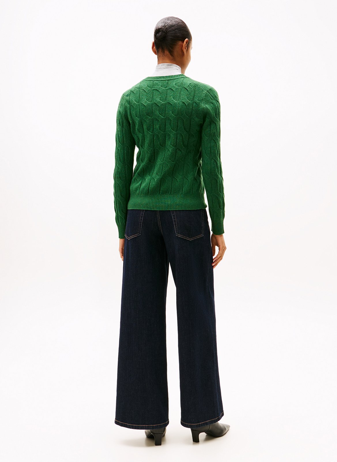 Pull col rond en laine  TOMMY HILFIGER Vert