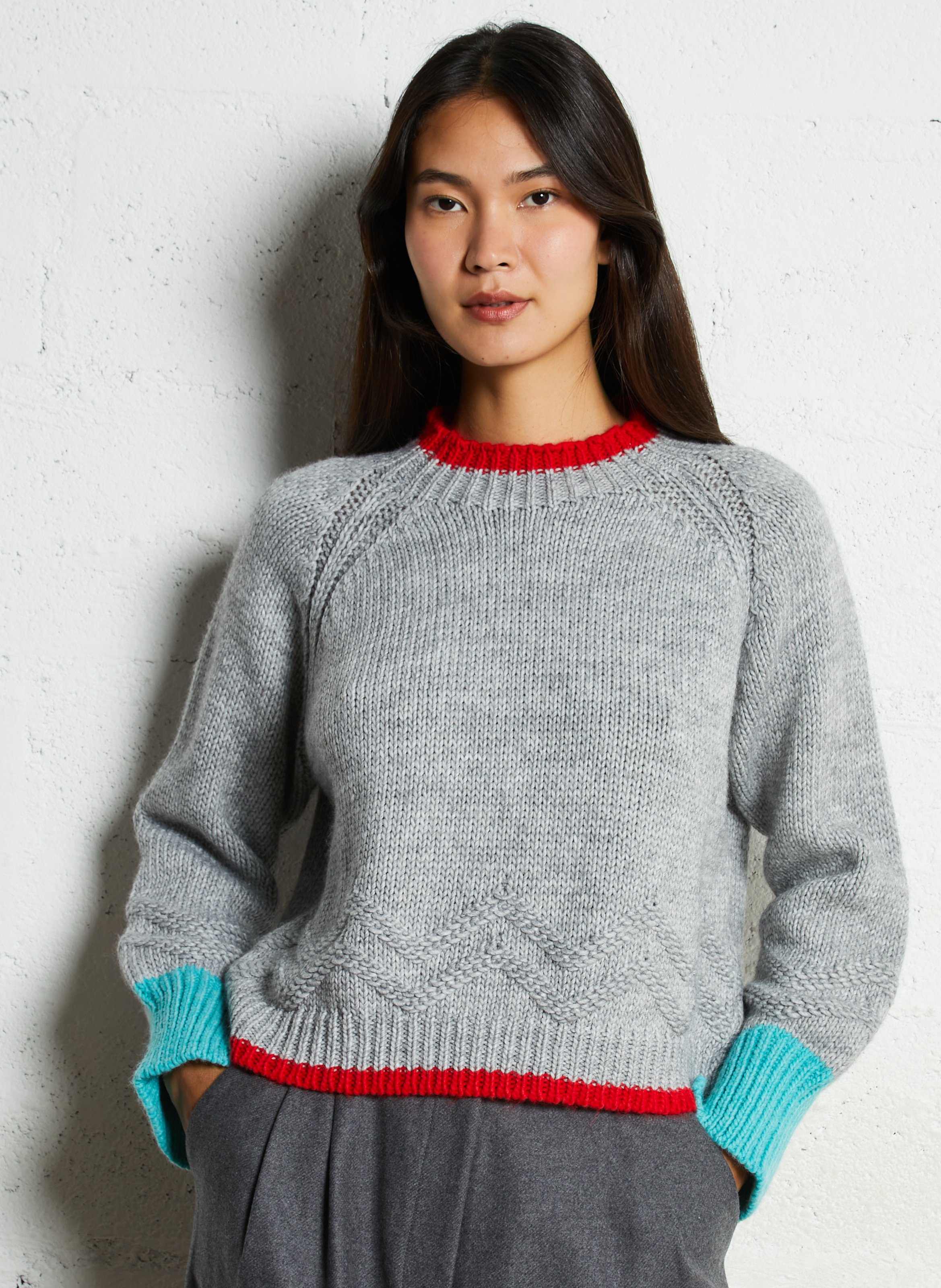 Oversize-Pullover mit Stehkragen DR BLOOM Silber