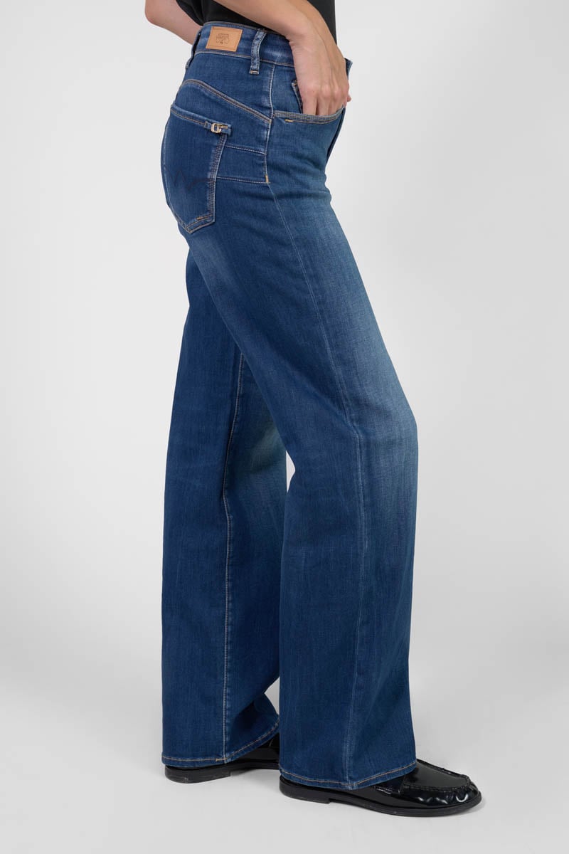 Pulp Wide Leg High Waist Straight Jeans, 34" Length LE TEMPS DES CERISES Blue