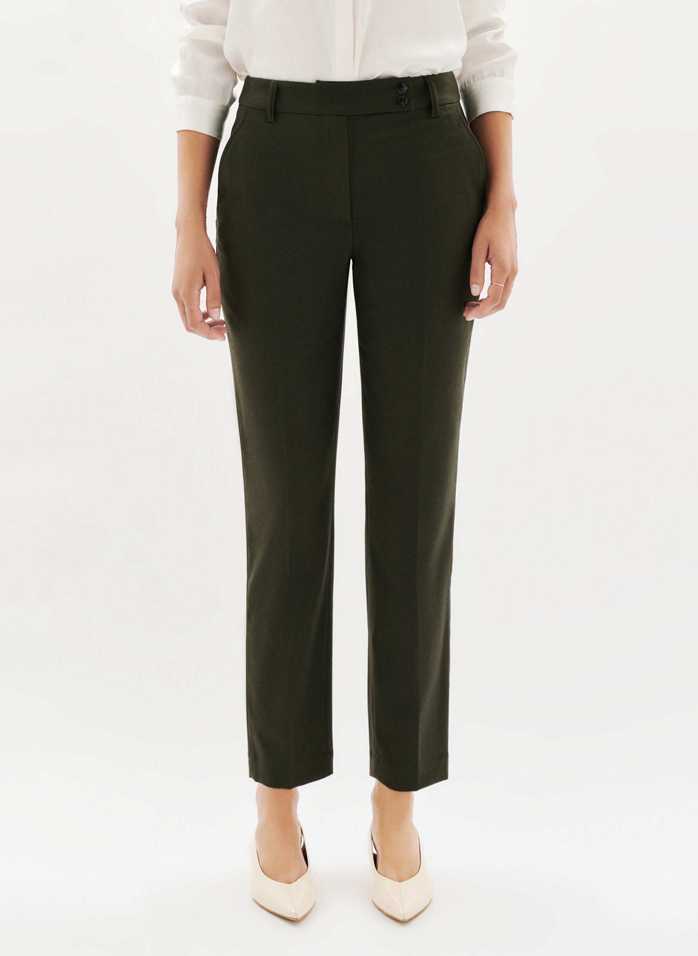 Tailored carrot pants in solid color CAROLL Green
