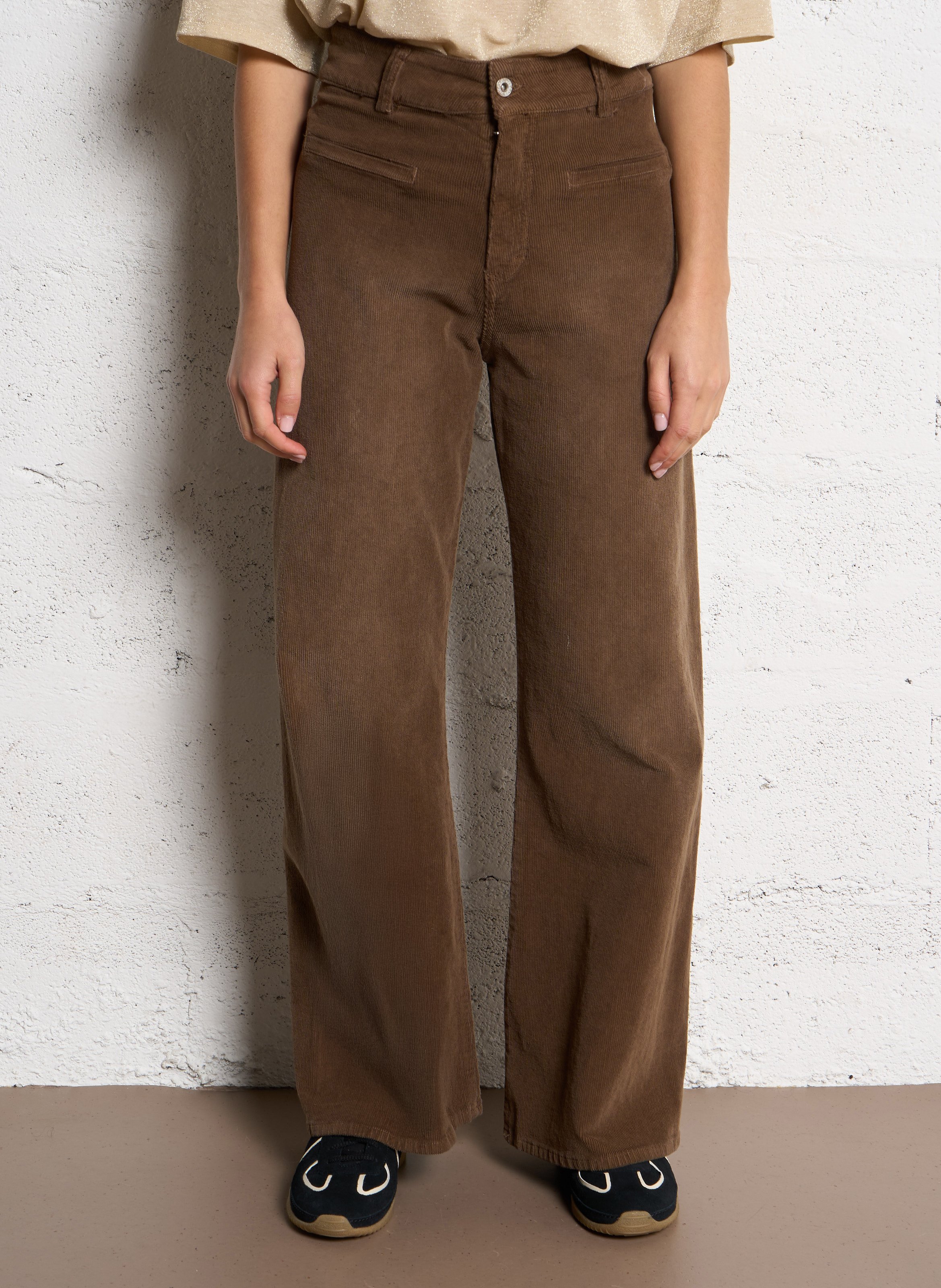 Pantalon large en coton mélangé PLEASE Rouge