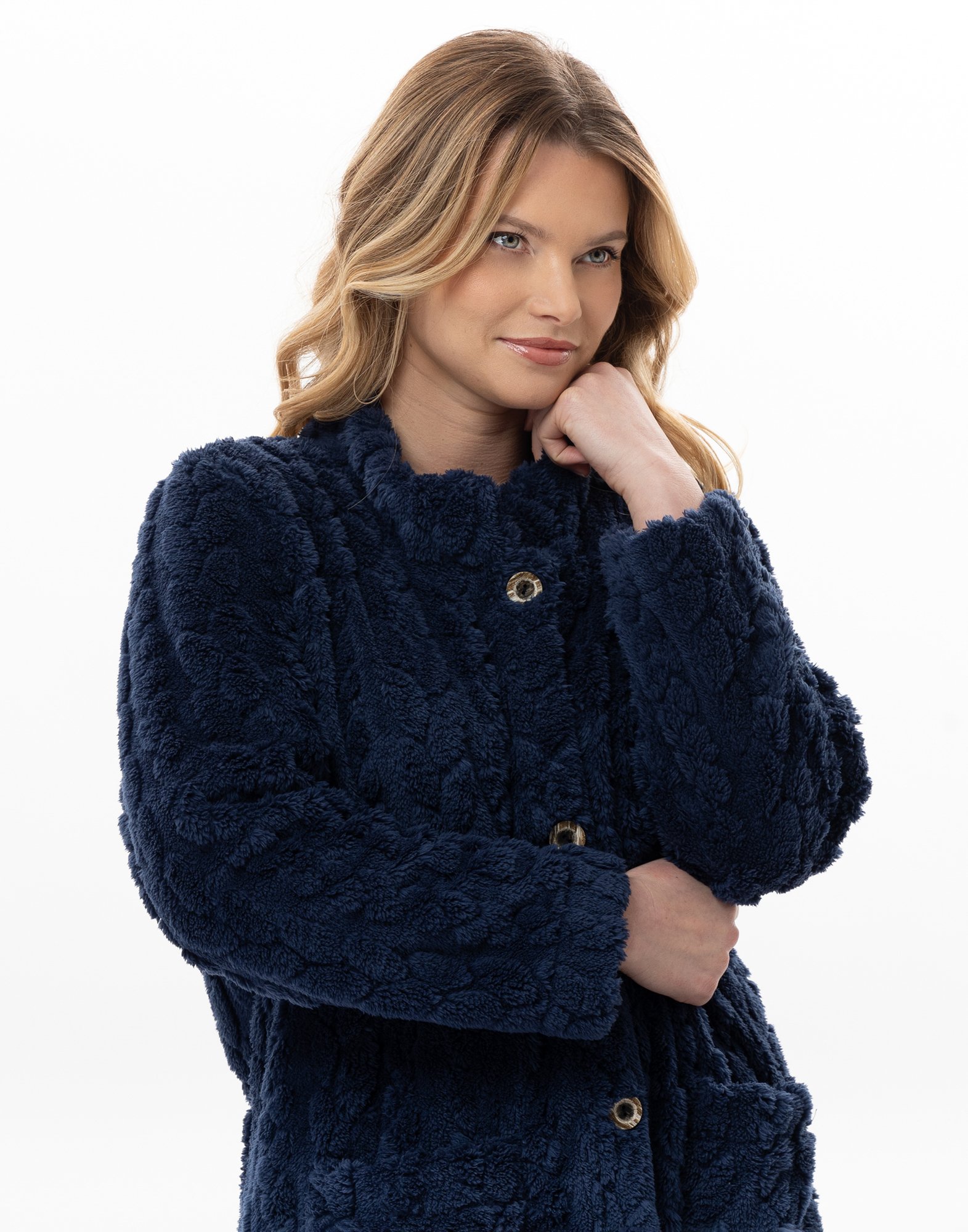 Braided effect button-up dressing gown LE CHAT Blue