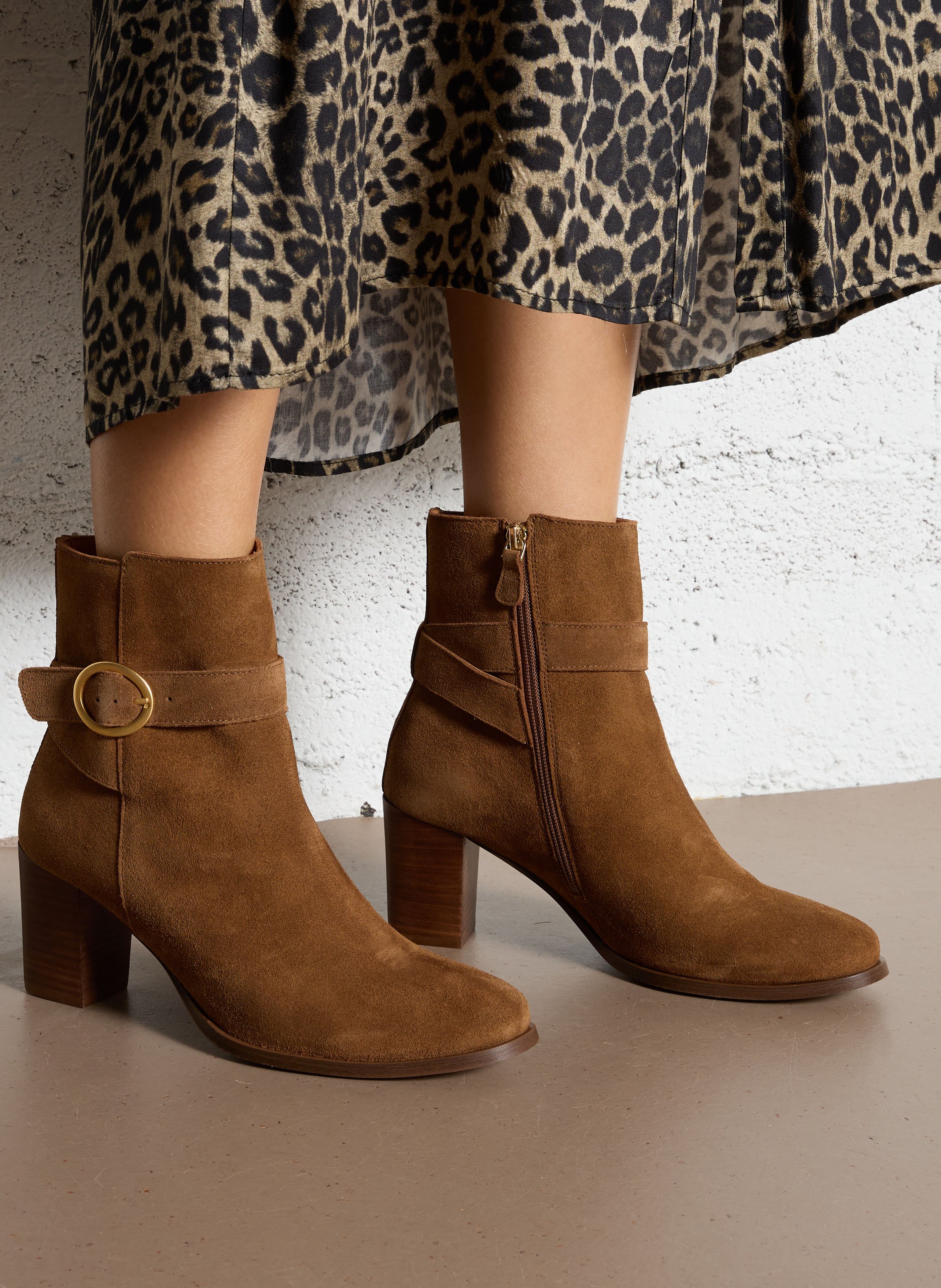 Enkellaarzen van veloursleer MAISON TOUFET Beige