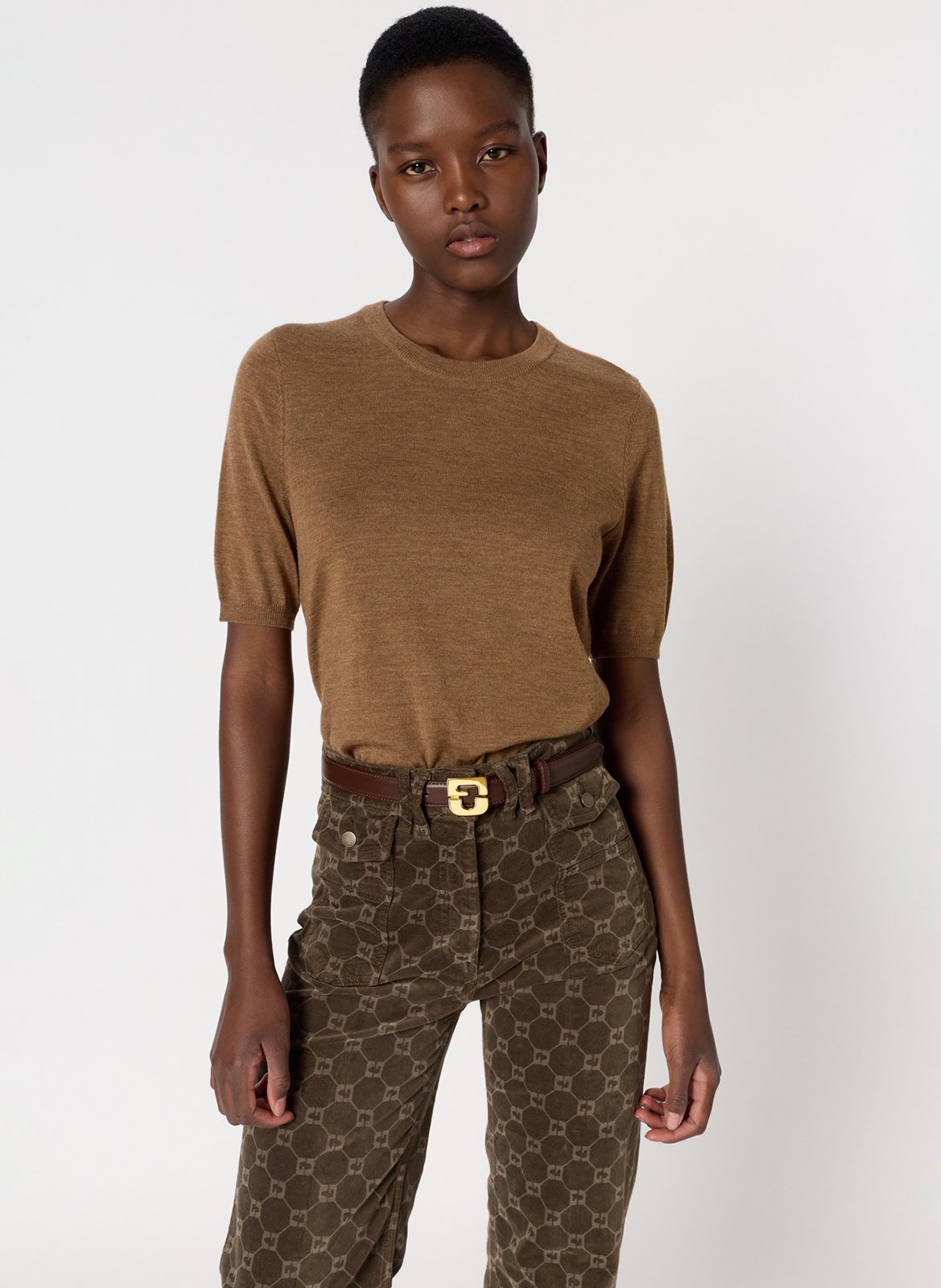 Pull col rond en laine  GERARD DAREL Marron