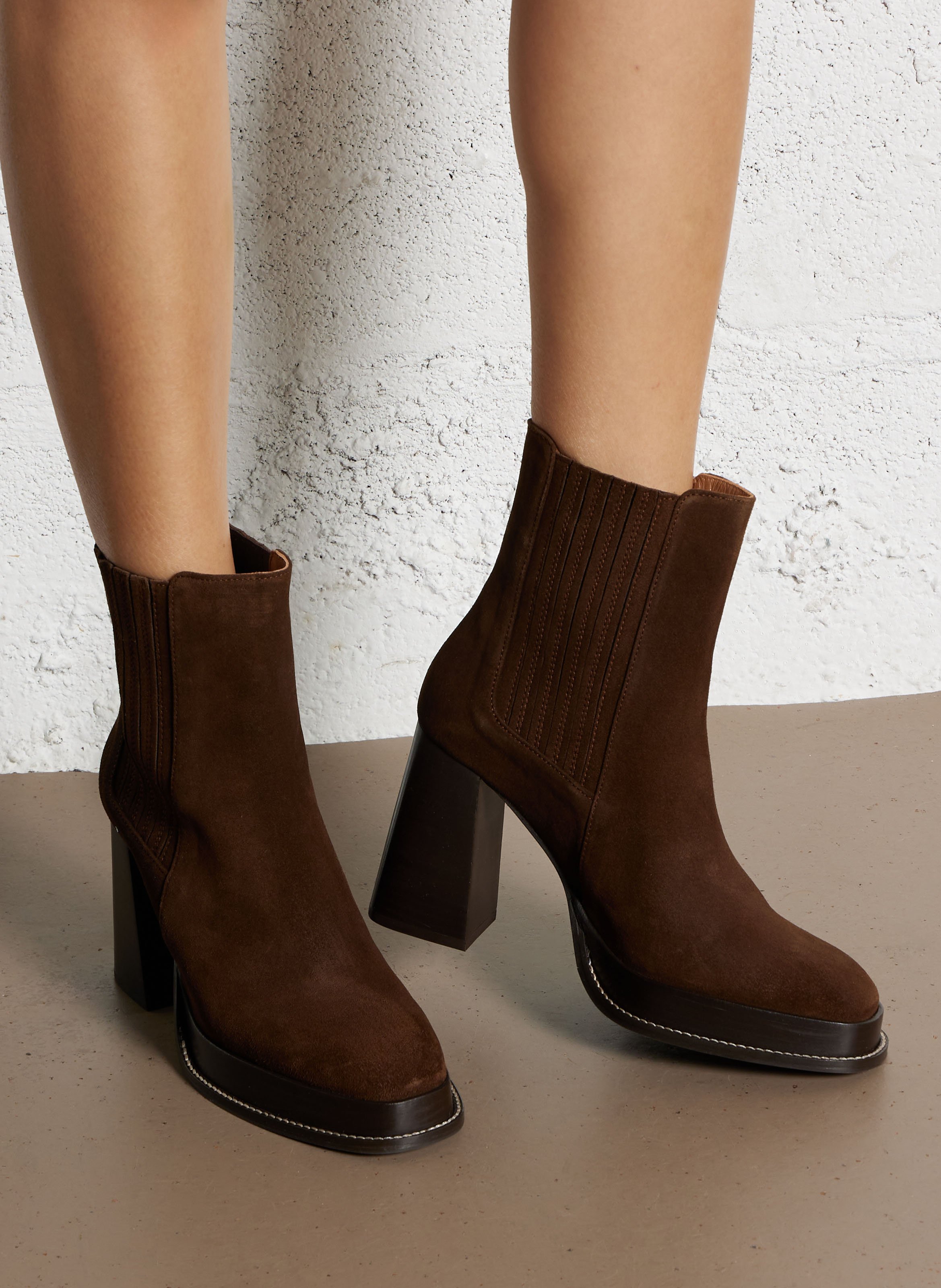 Bottines en cuir velours BOBBIES Marron