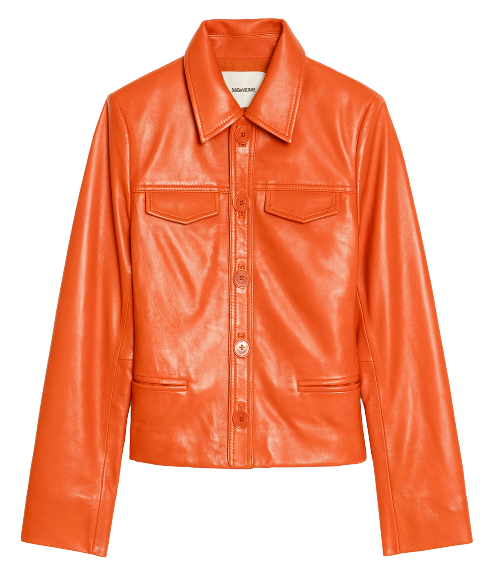 Blouson droit en cuir  ZADIG&VOLTAIRE Orange