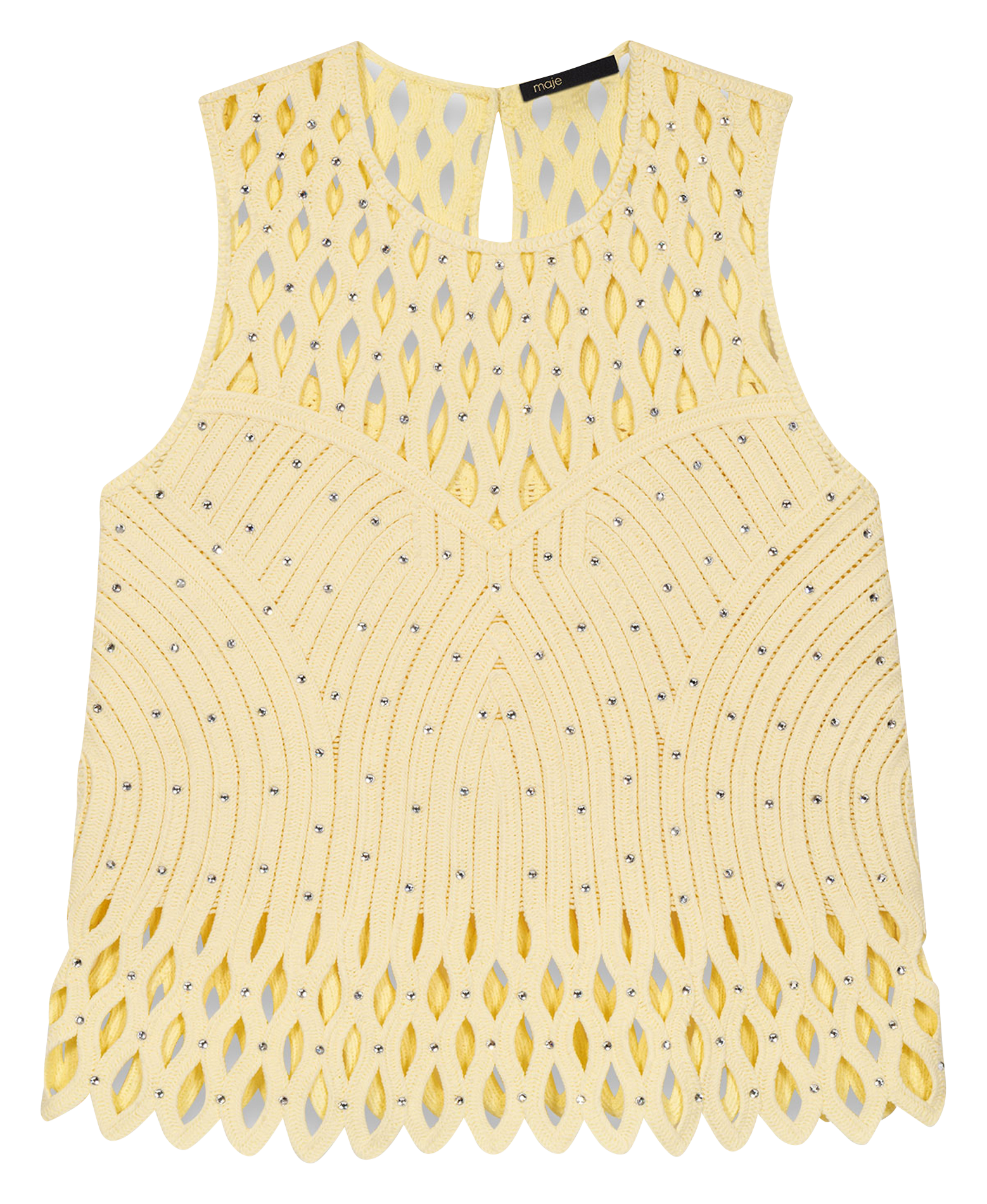 Doorschijnende top met strass versiering MAJE Geel