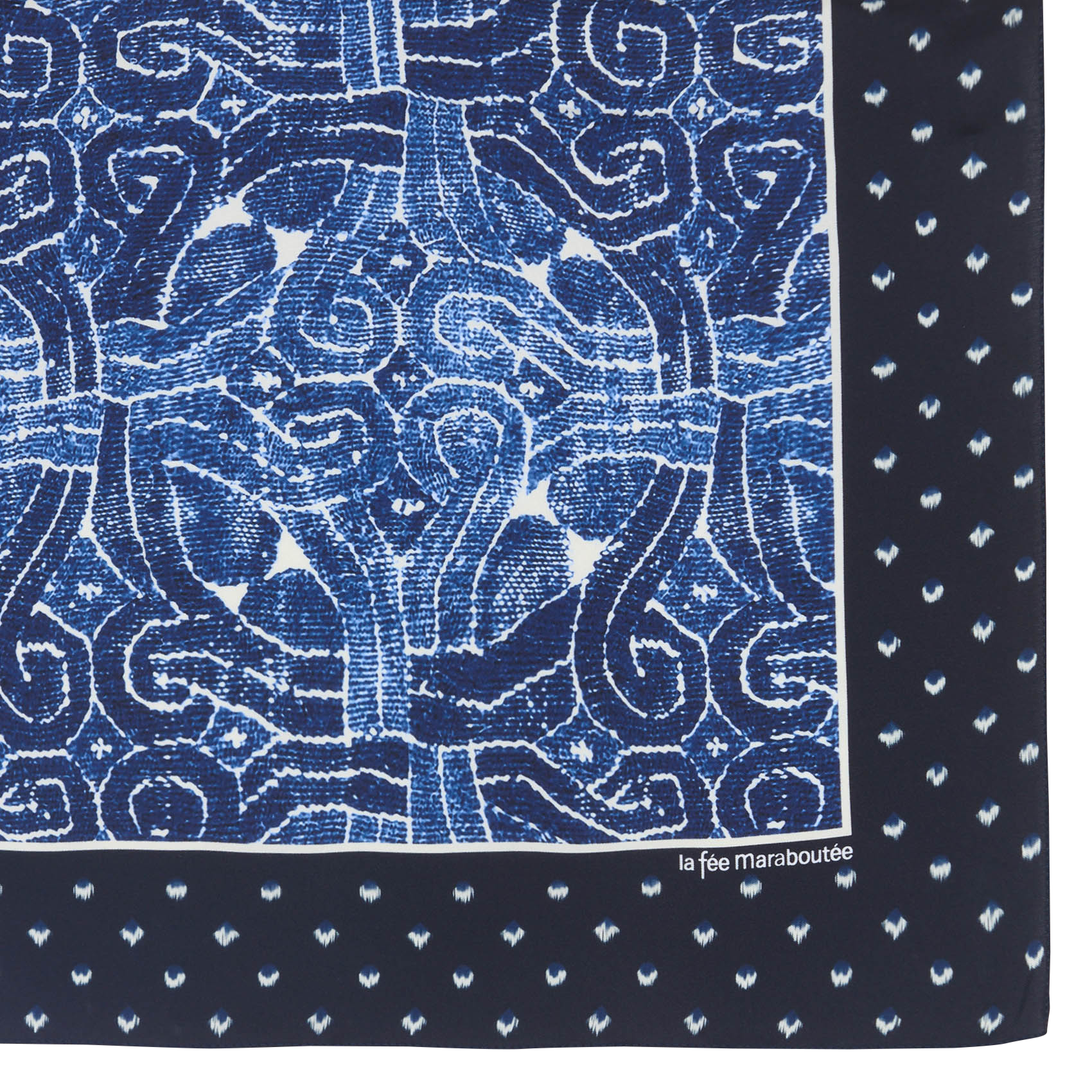 Foulard van zijde met print LA FEE MARABOUTEE Blauw