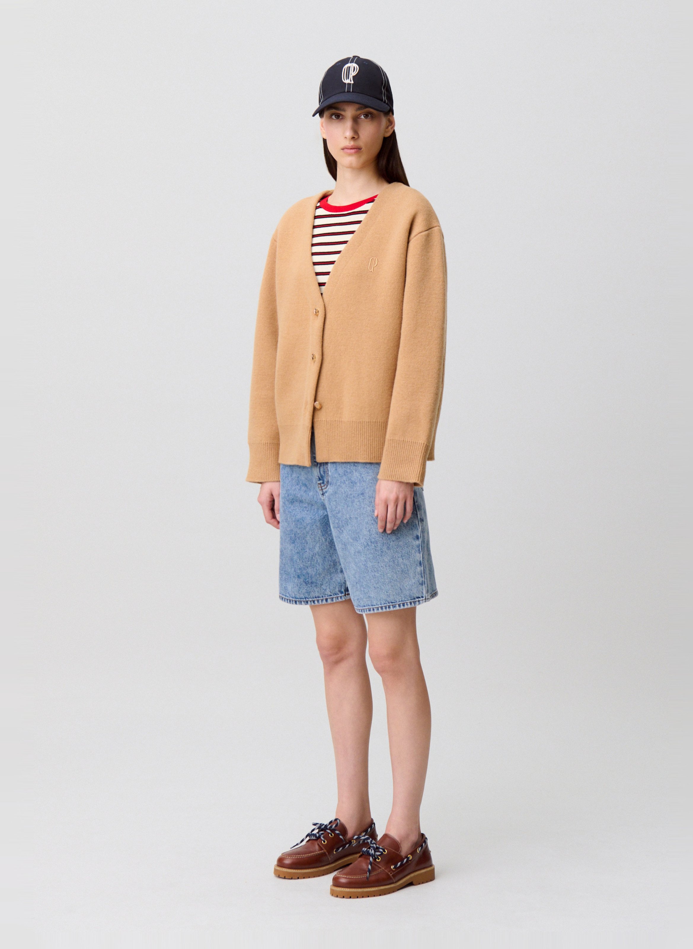 Gilet col V en laine mélangée CLAUDIE PIERLOT Beige